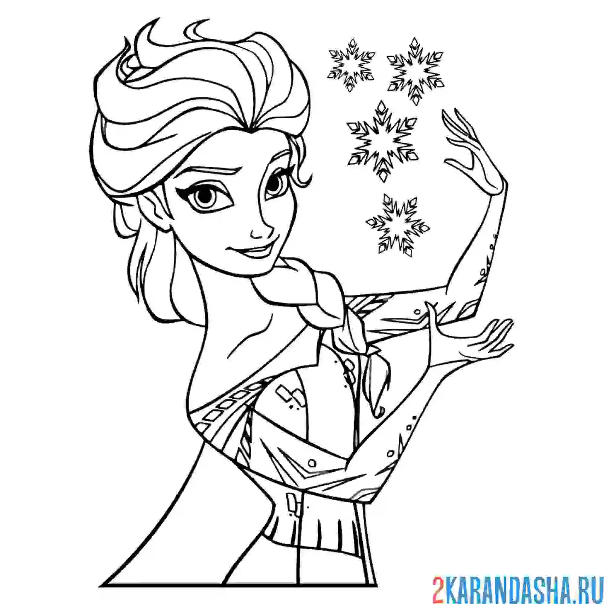 Раскраска королева эльза со снежинками