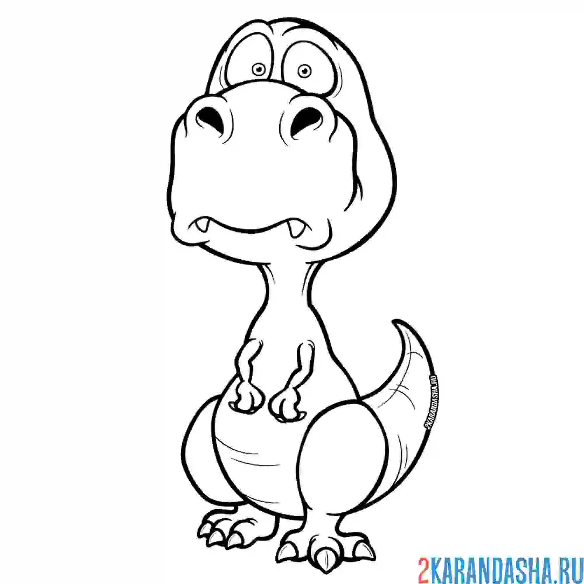 Раскраска смешной динозавр тираннозавр