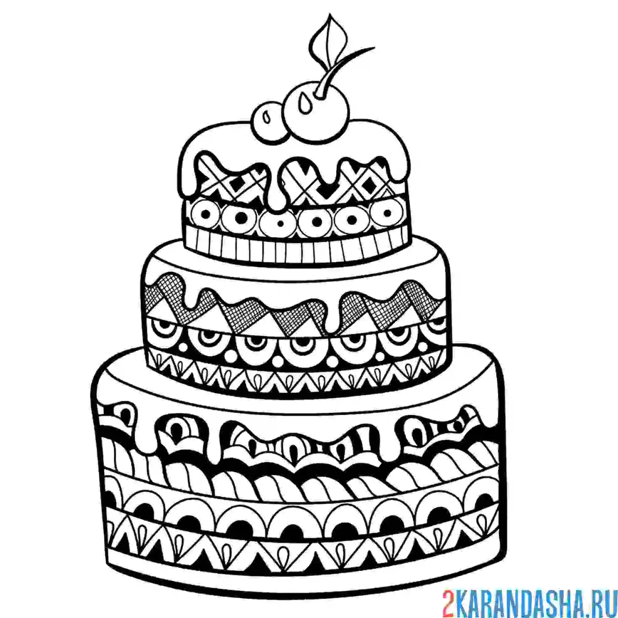Раскраска еда торт антистресс