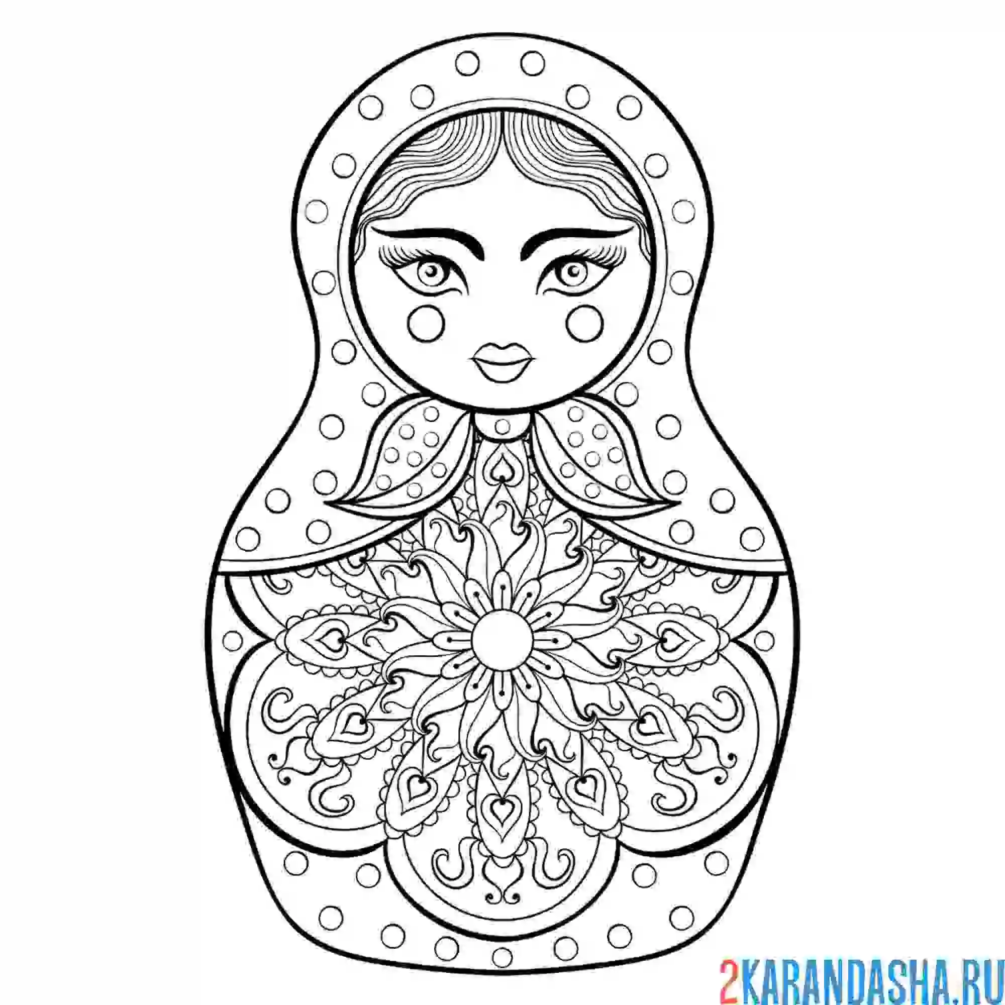Раскраска матрешка для девочек антистресс