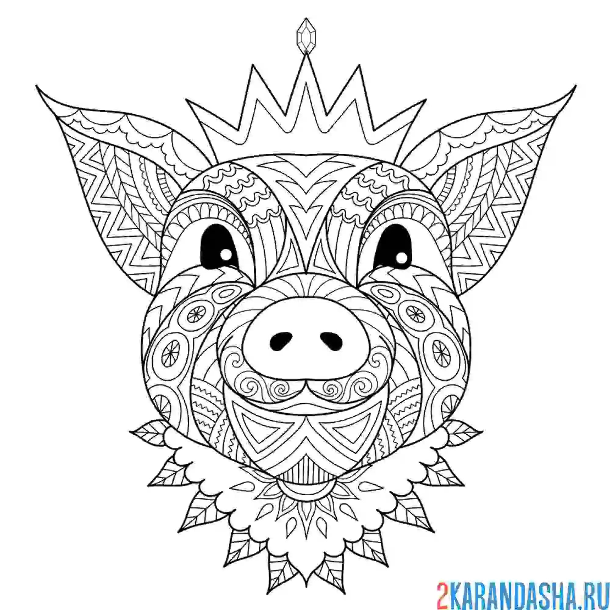 Раскраска животное свинка антистрессс