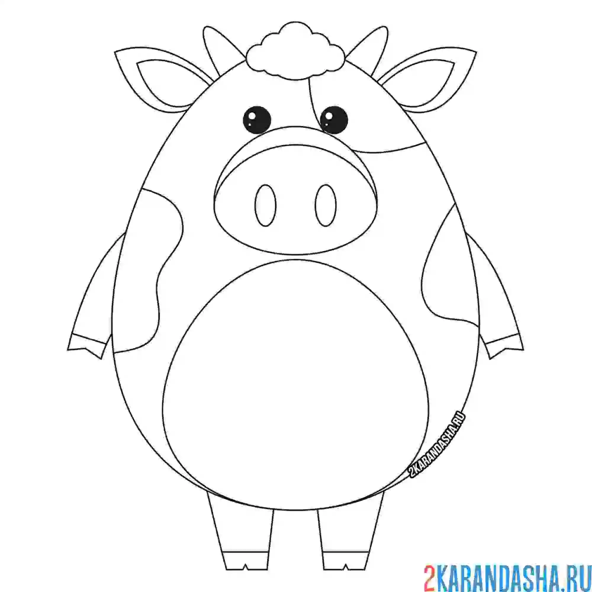 Раскраска простой формы бычок