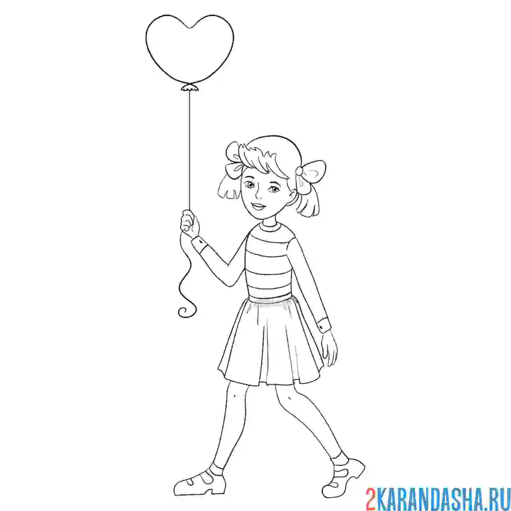 Раскраска девочка с воздушным шаром