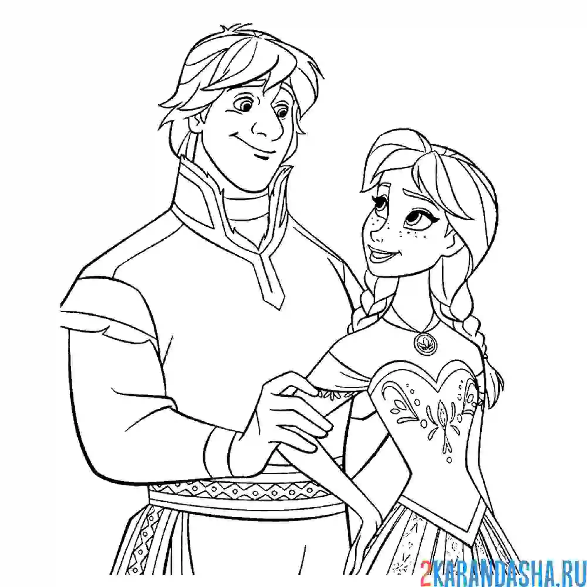 Раскраска анна и кристофф любят друг друга