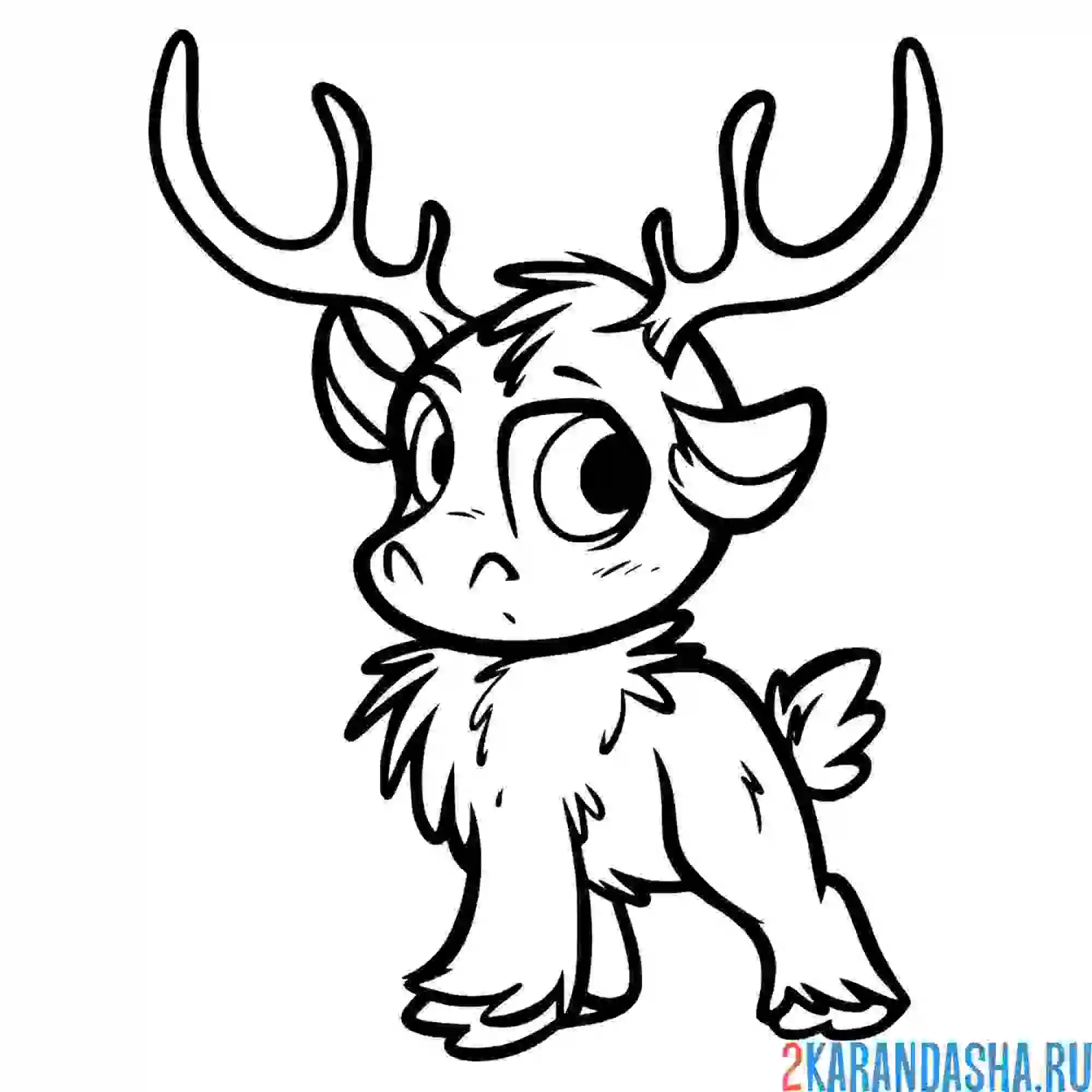 Раскраска маленький олень свен