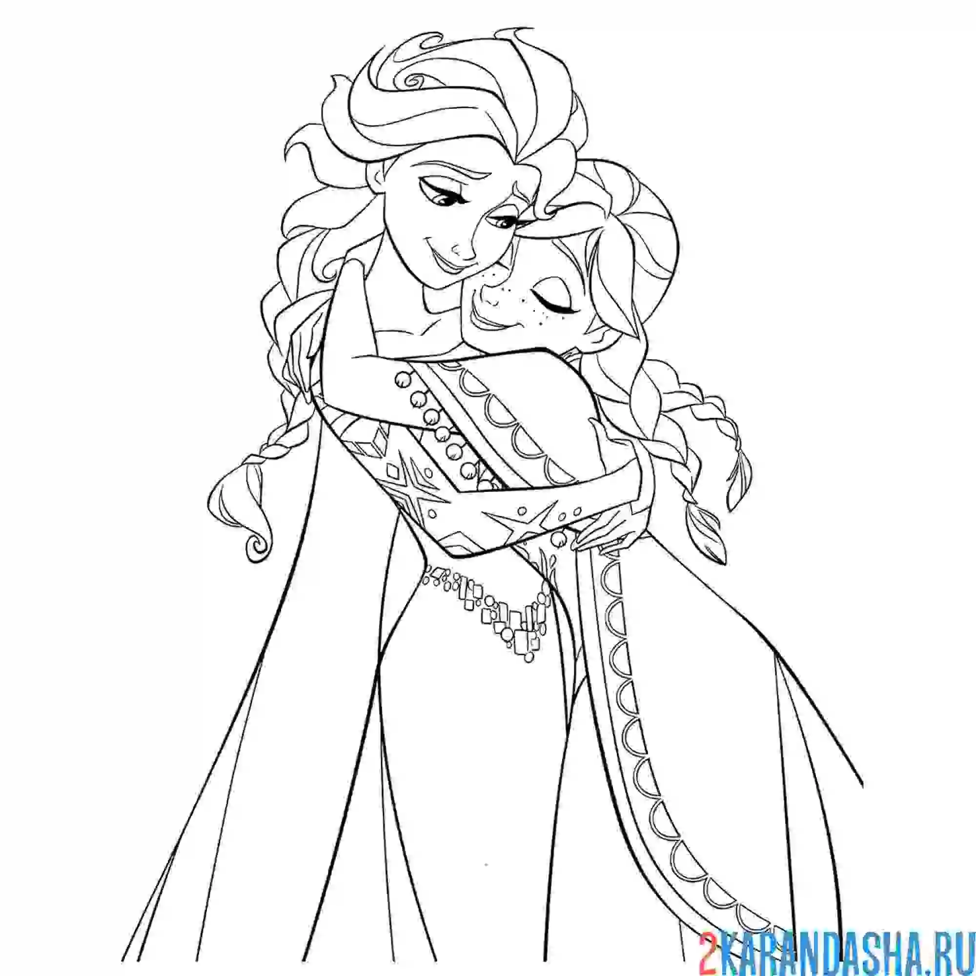 Раскраска любимые сестры анна и эльза