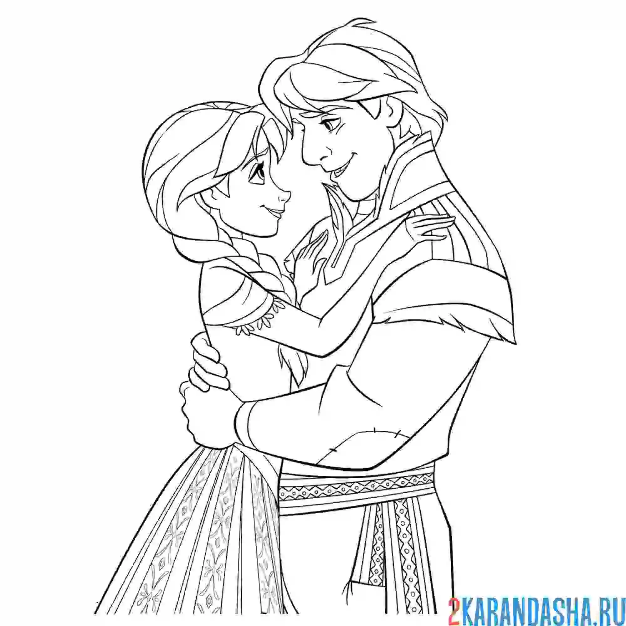 Раскраска анна и кристофф влюбленность
