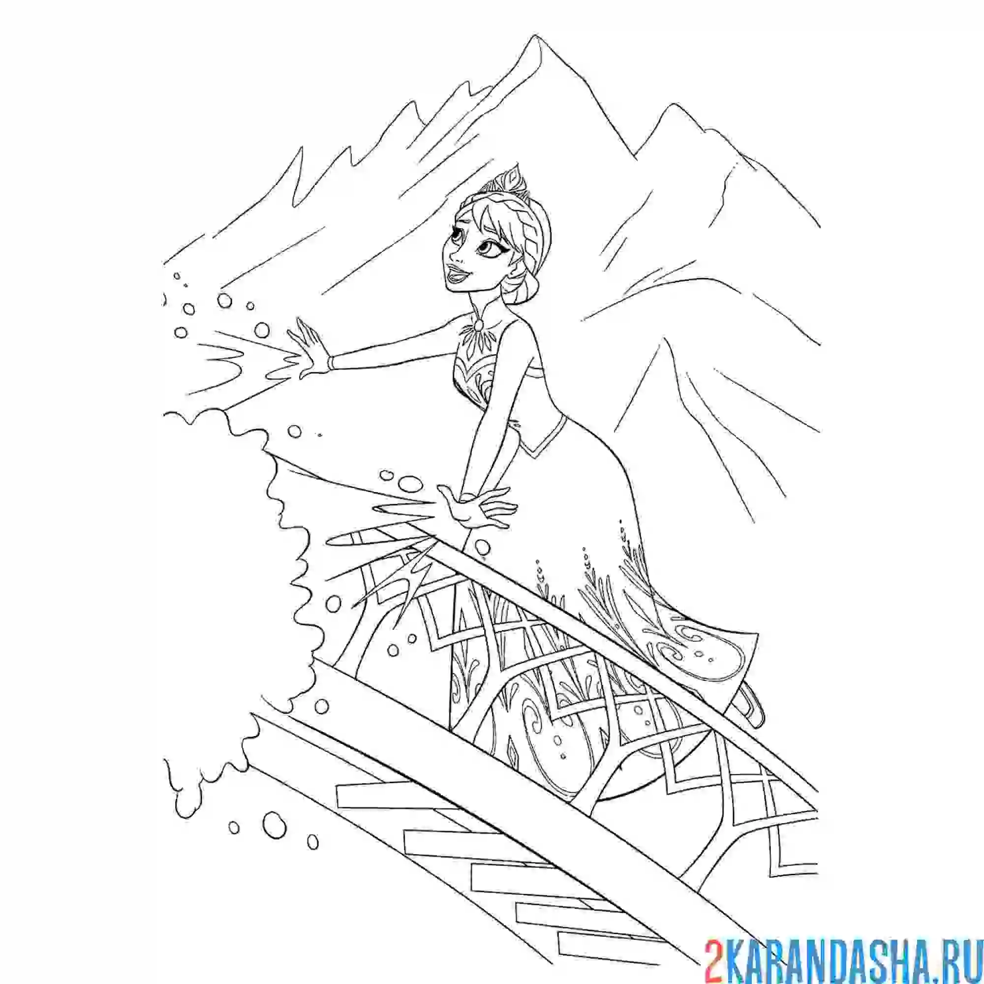 Раскраска эльза отправилась в ледяной дворец