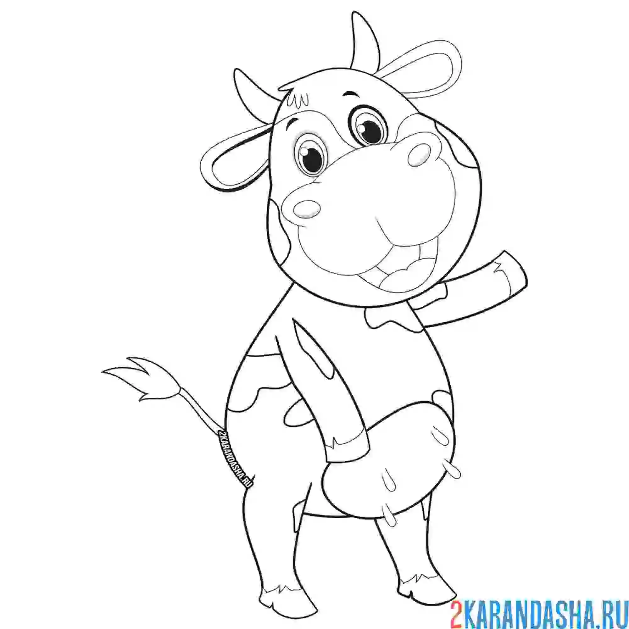Раскраска веселая корова