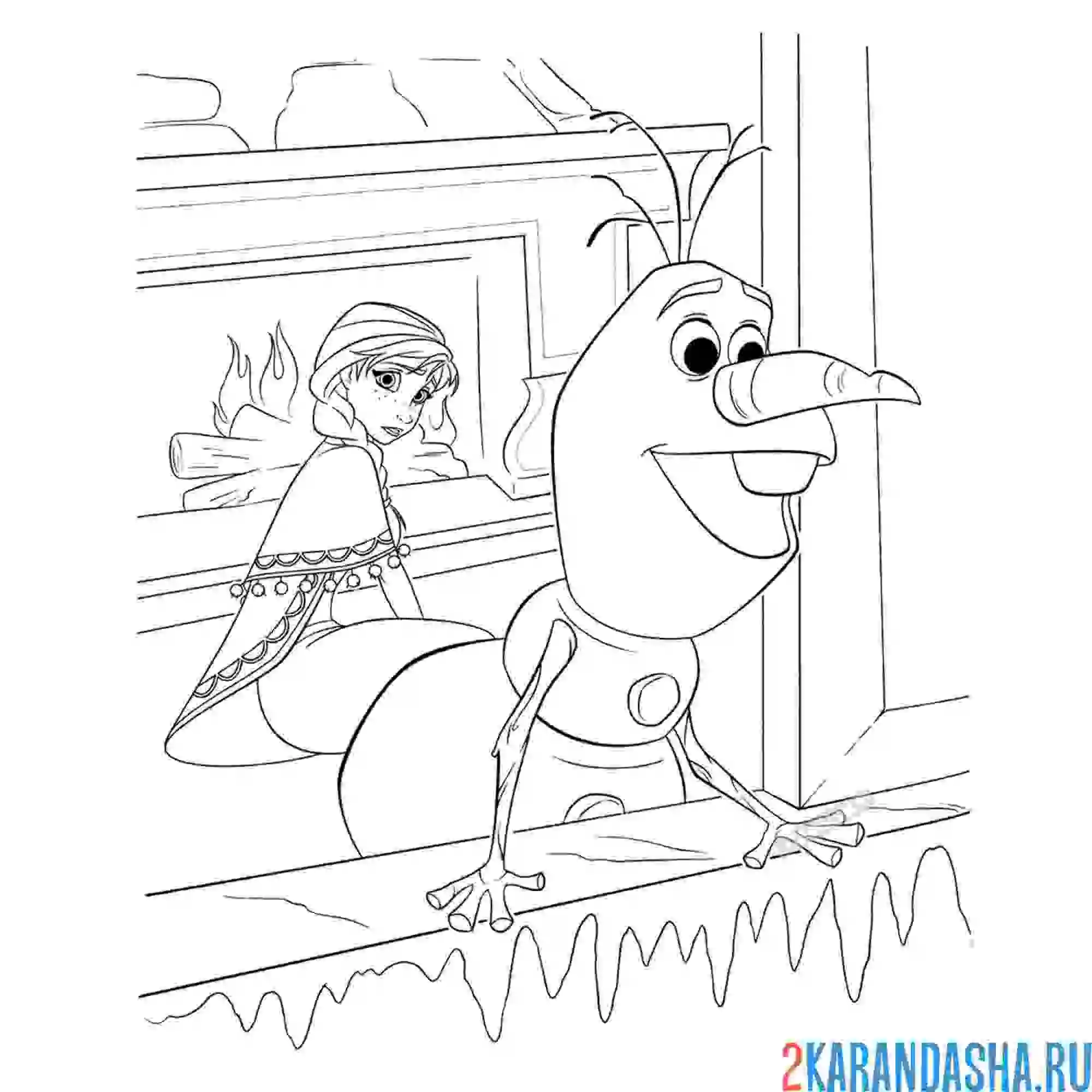 Раскраска олаф спасает анну