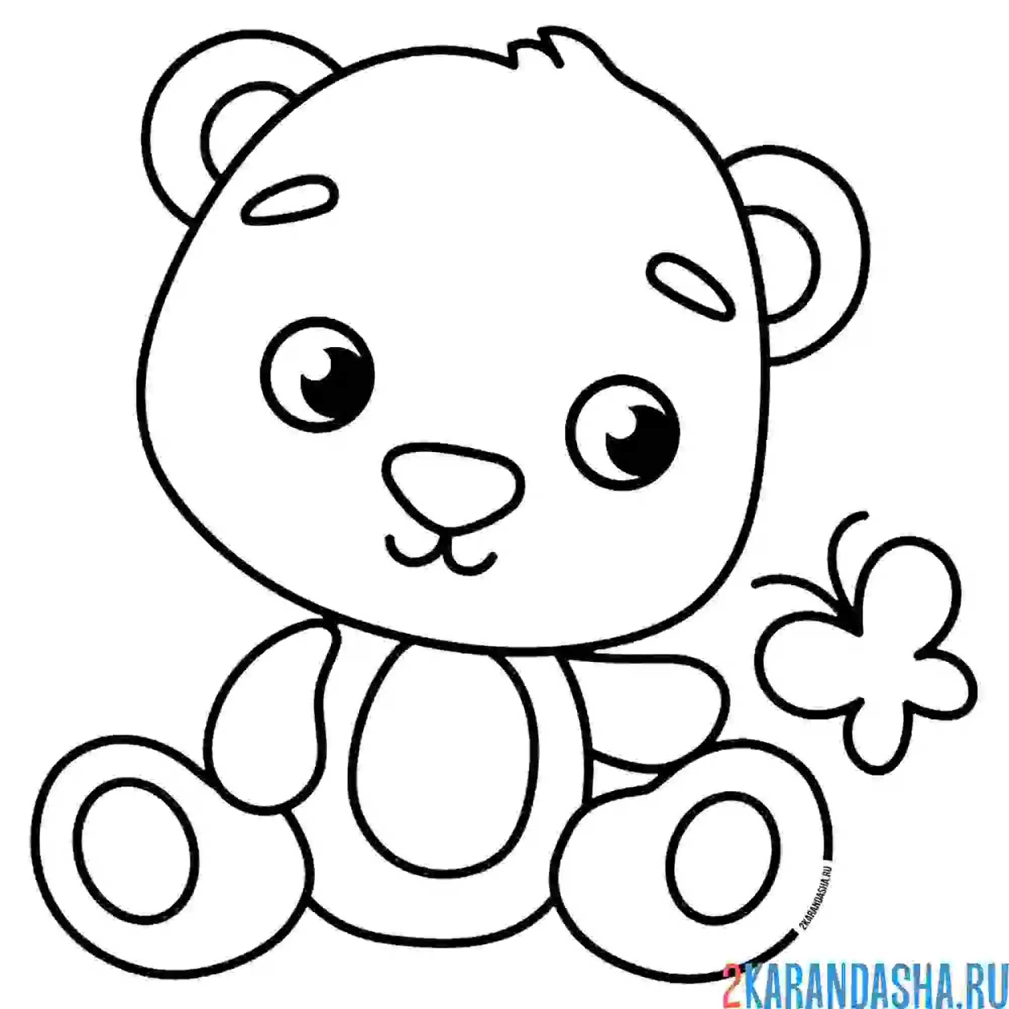 Раскраска бабочка и мишка