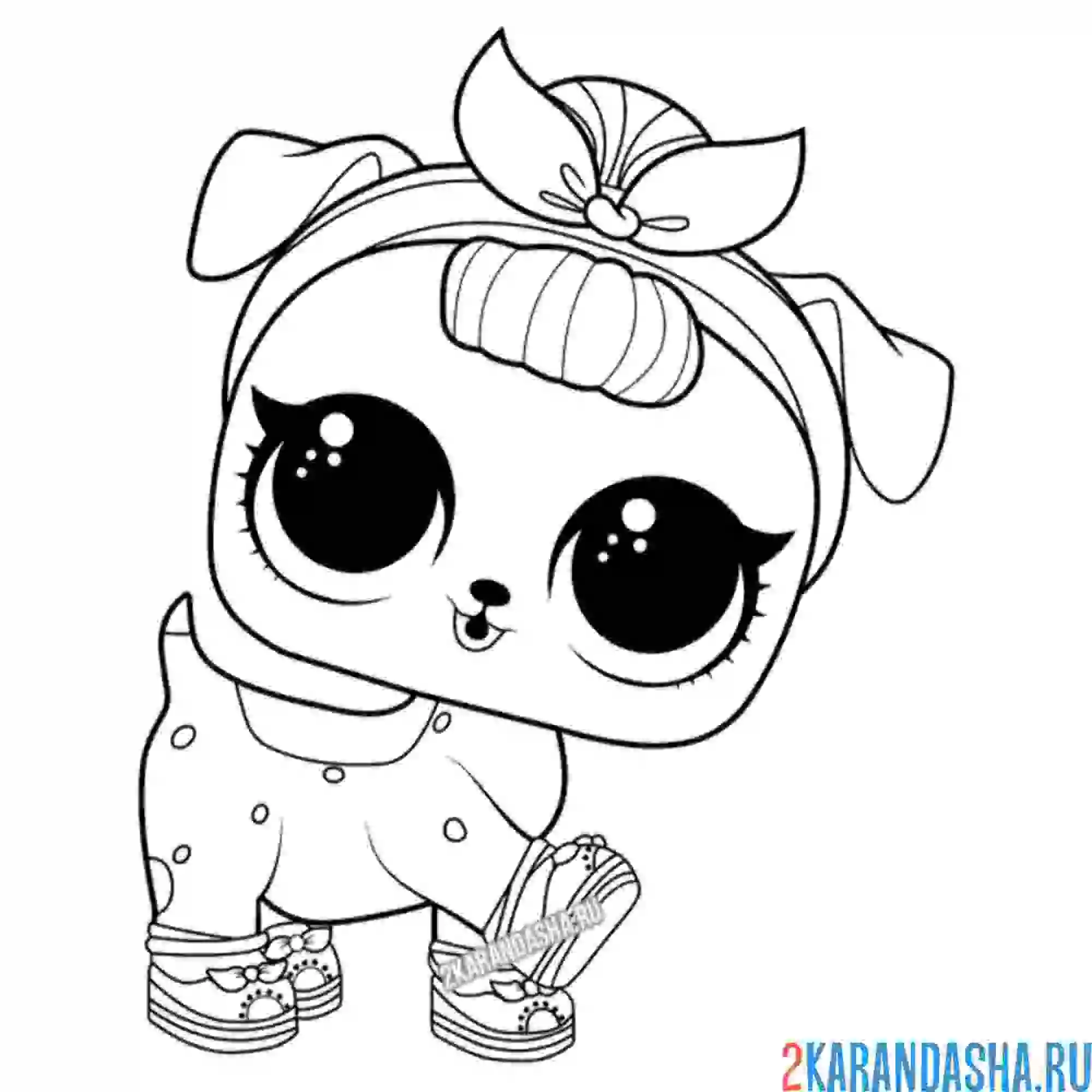 Раскраска лол питомец щенок bb