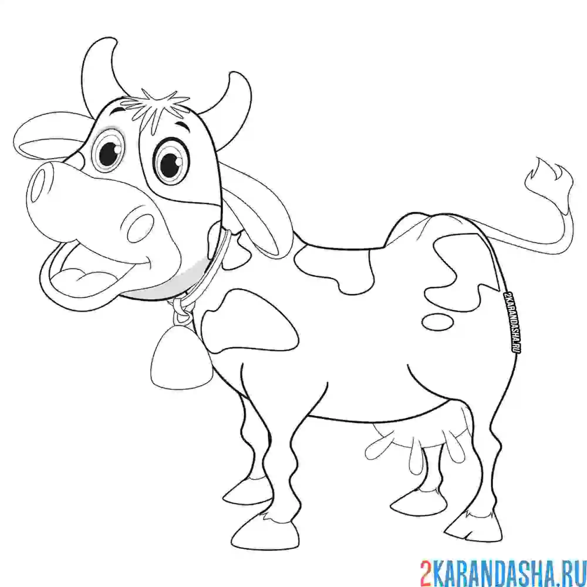 Раскраска коровка мычит