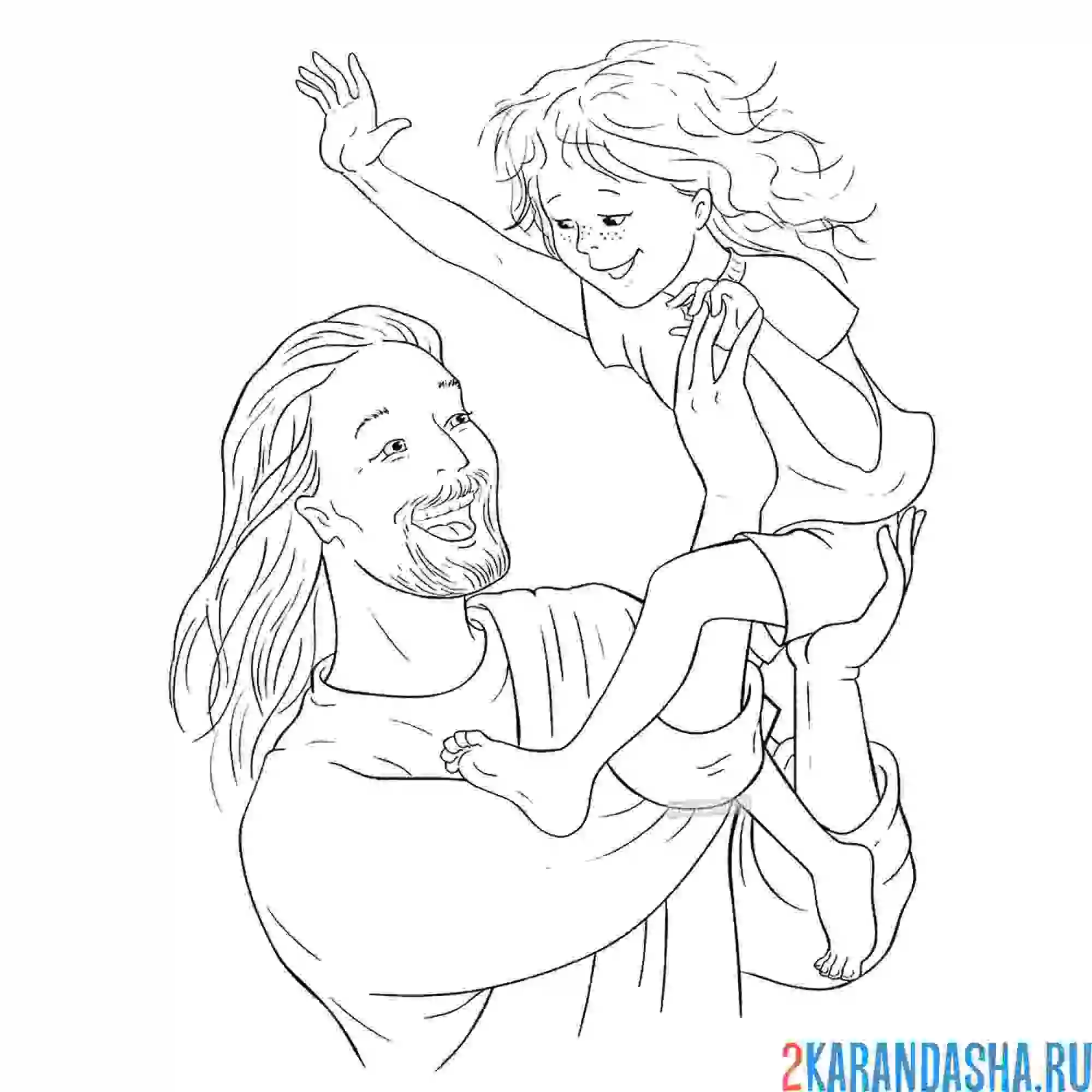 Раскраска иисус на пасху с ребенком
