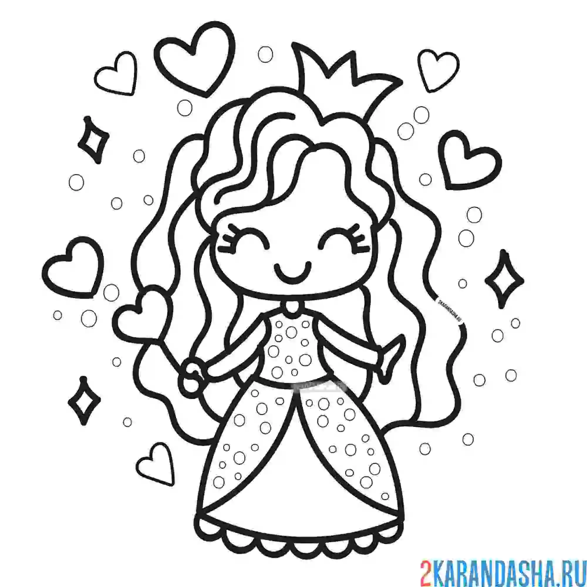 Раскраска милая принцесса