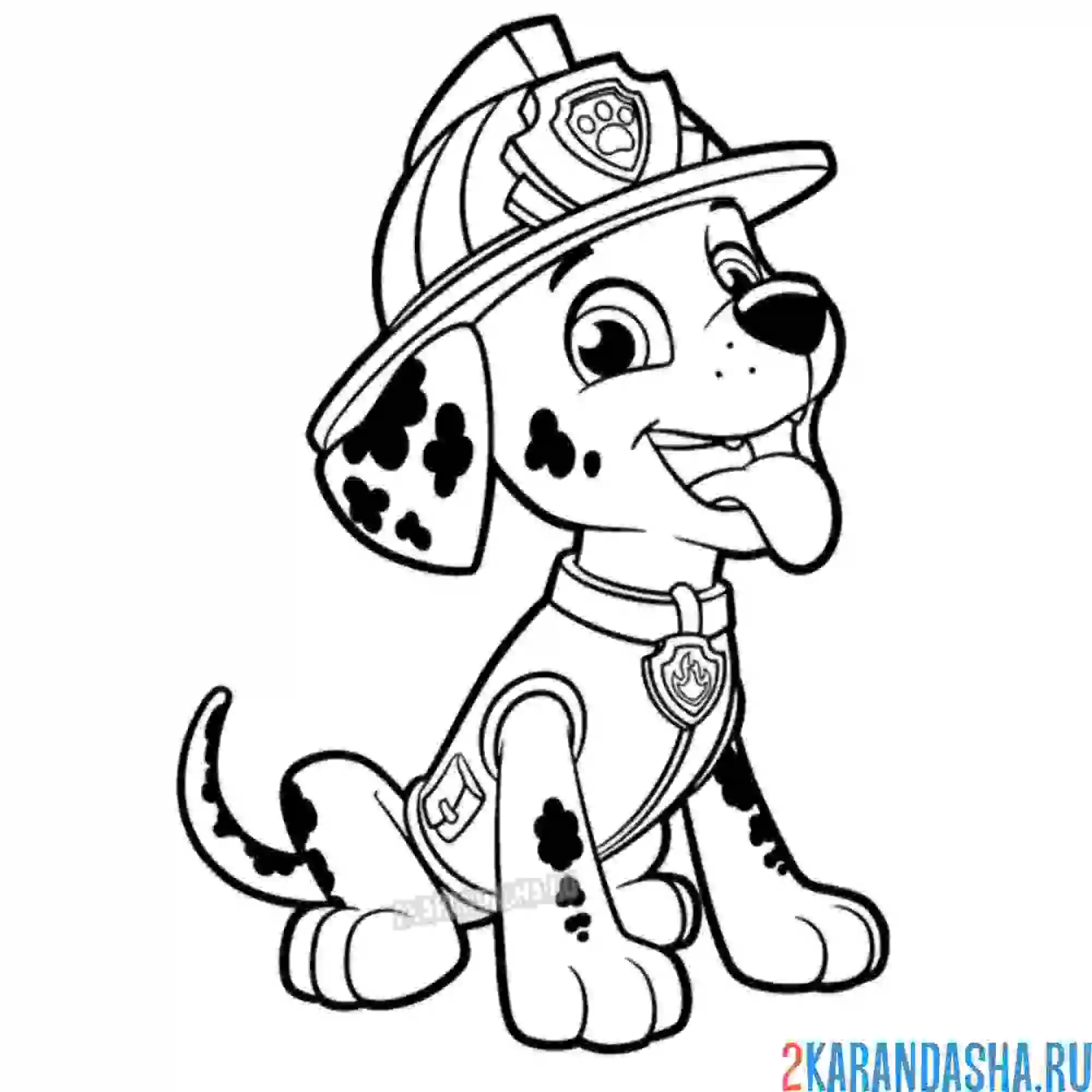 Раскраска щенок пожарный маршал