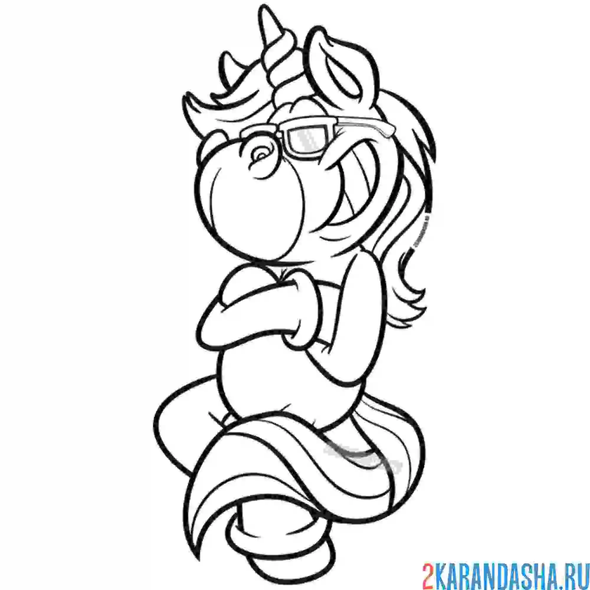 Раскраска крутой единорог