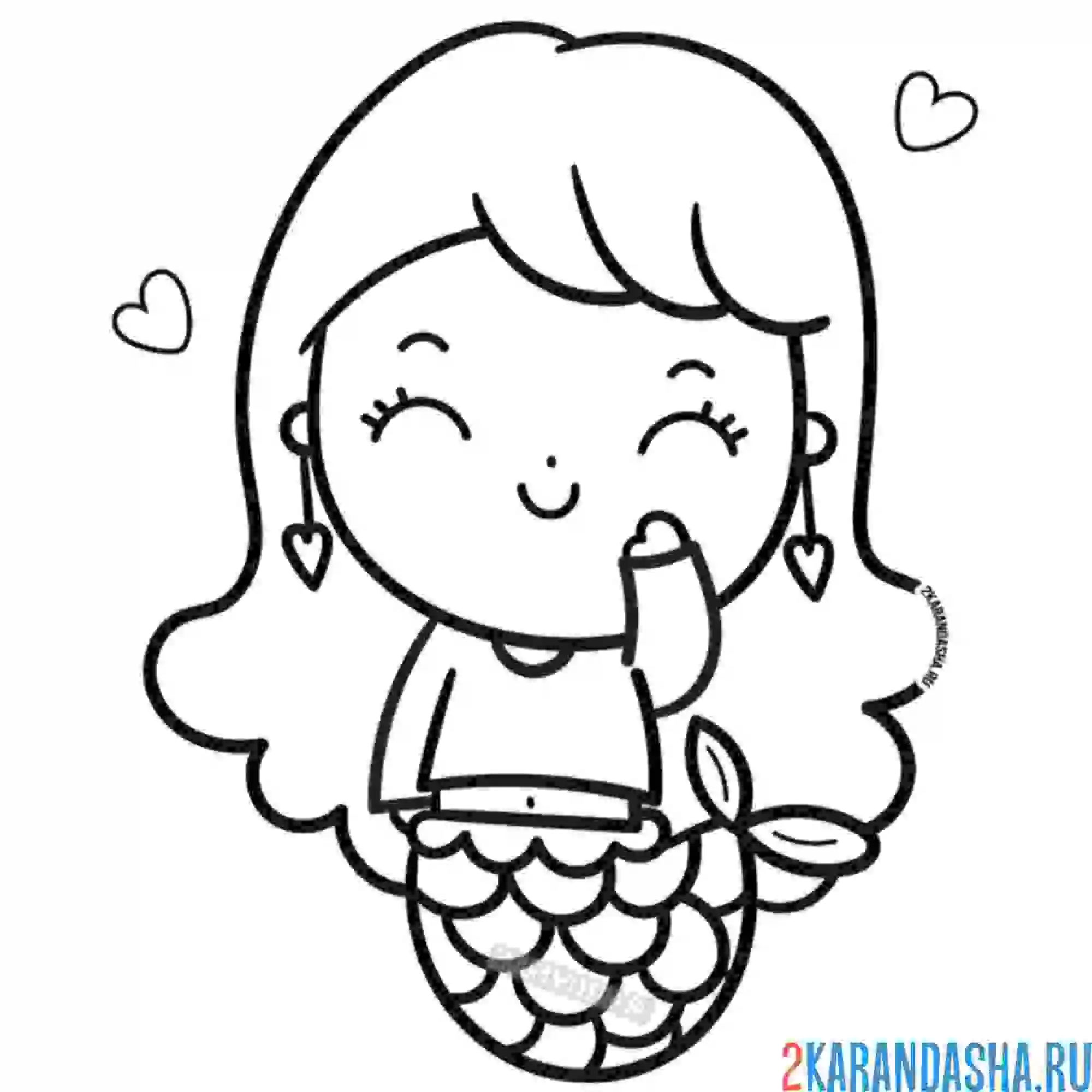 Раскраска русалка для самых маленьких