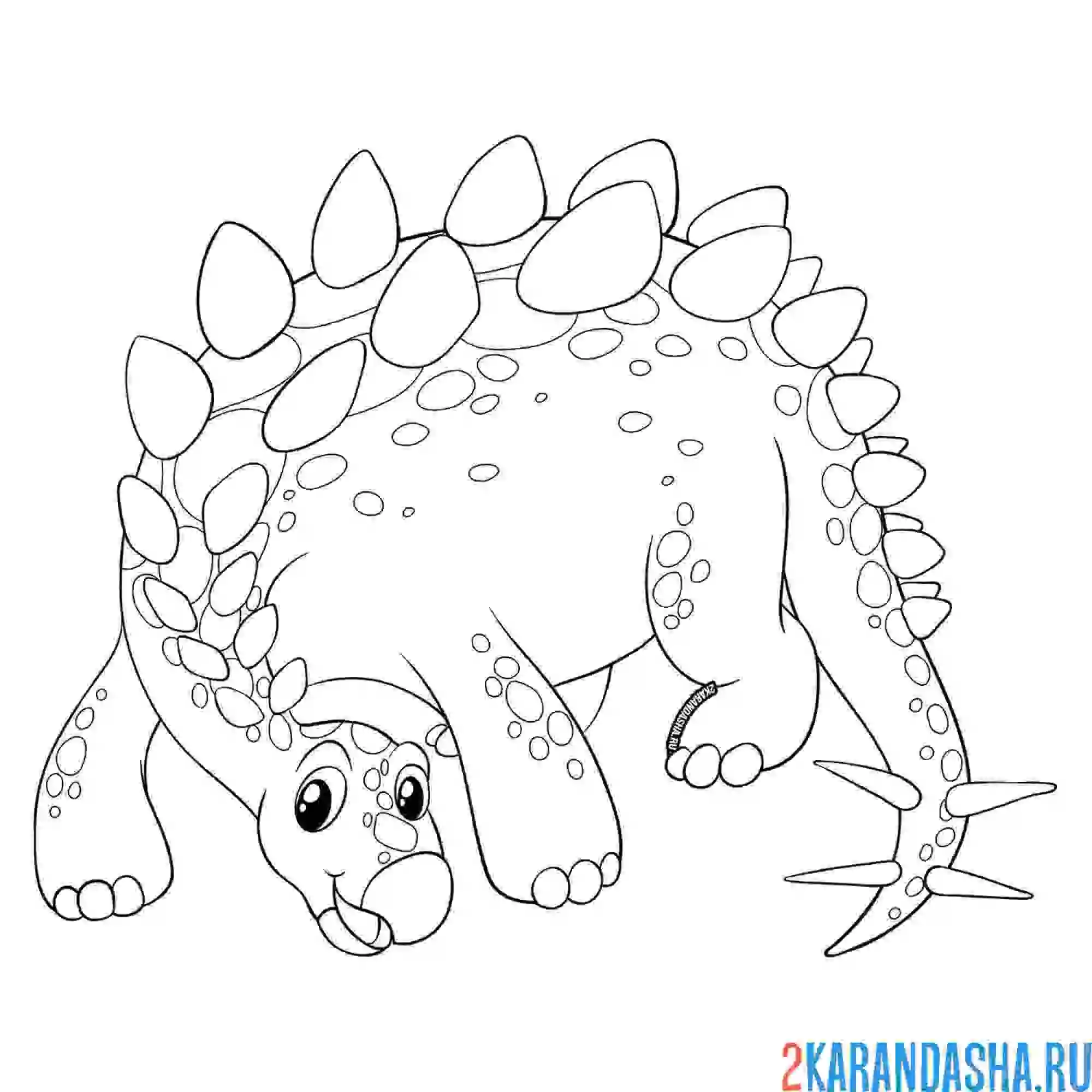 Раскраска динозавр стегозавр ищет еду