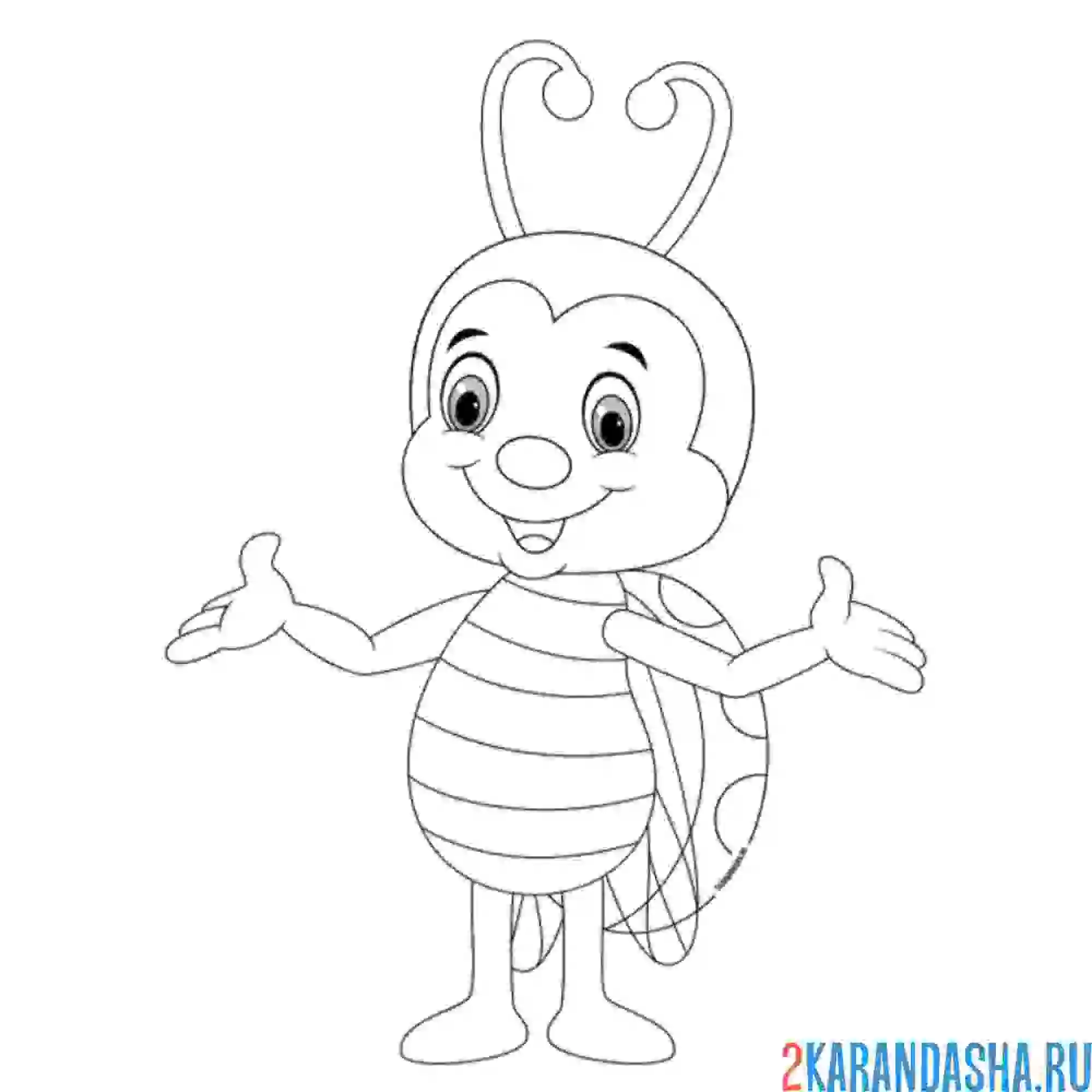 Раскраска распустила крылья божья коровка