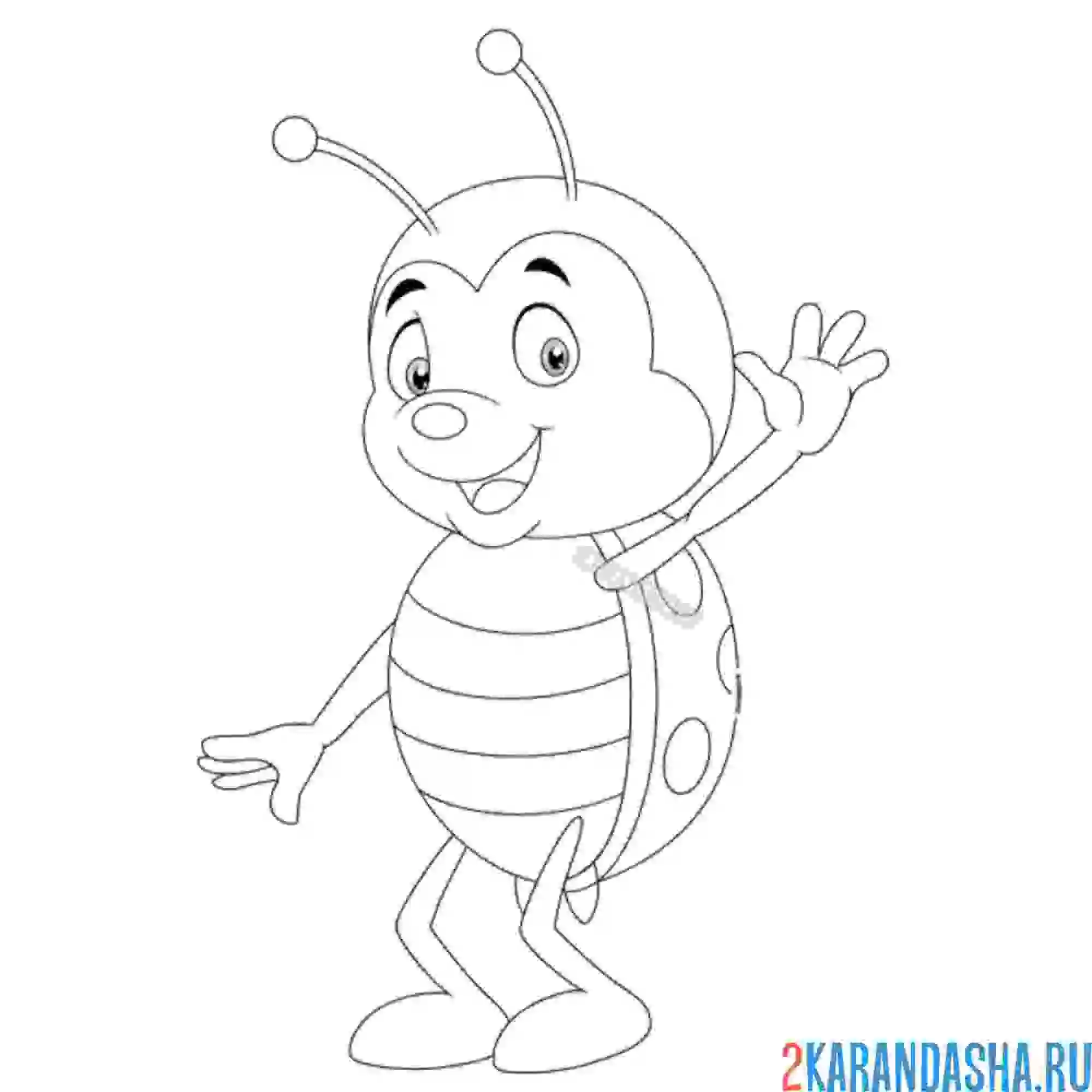 Раскраска машет божья коровка
