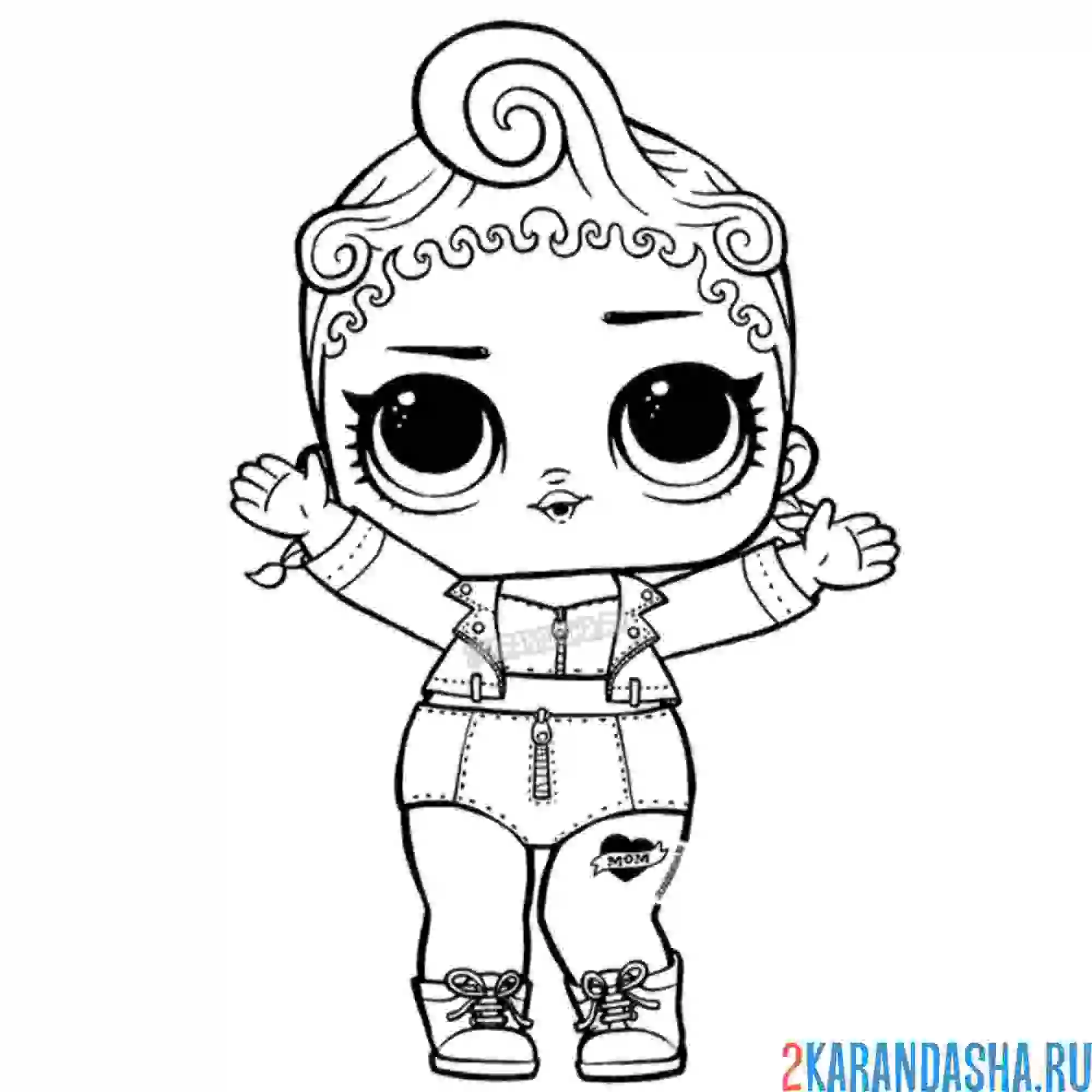 Раскраска кукла лол pink baby в розовой курточке