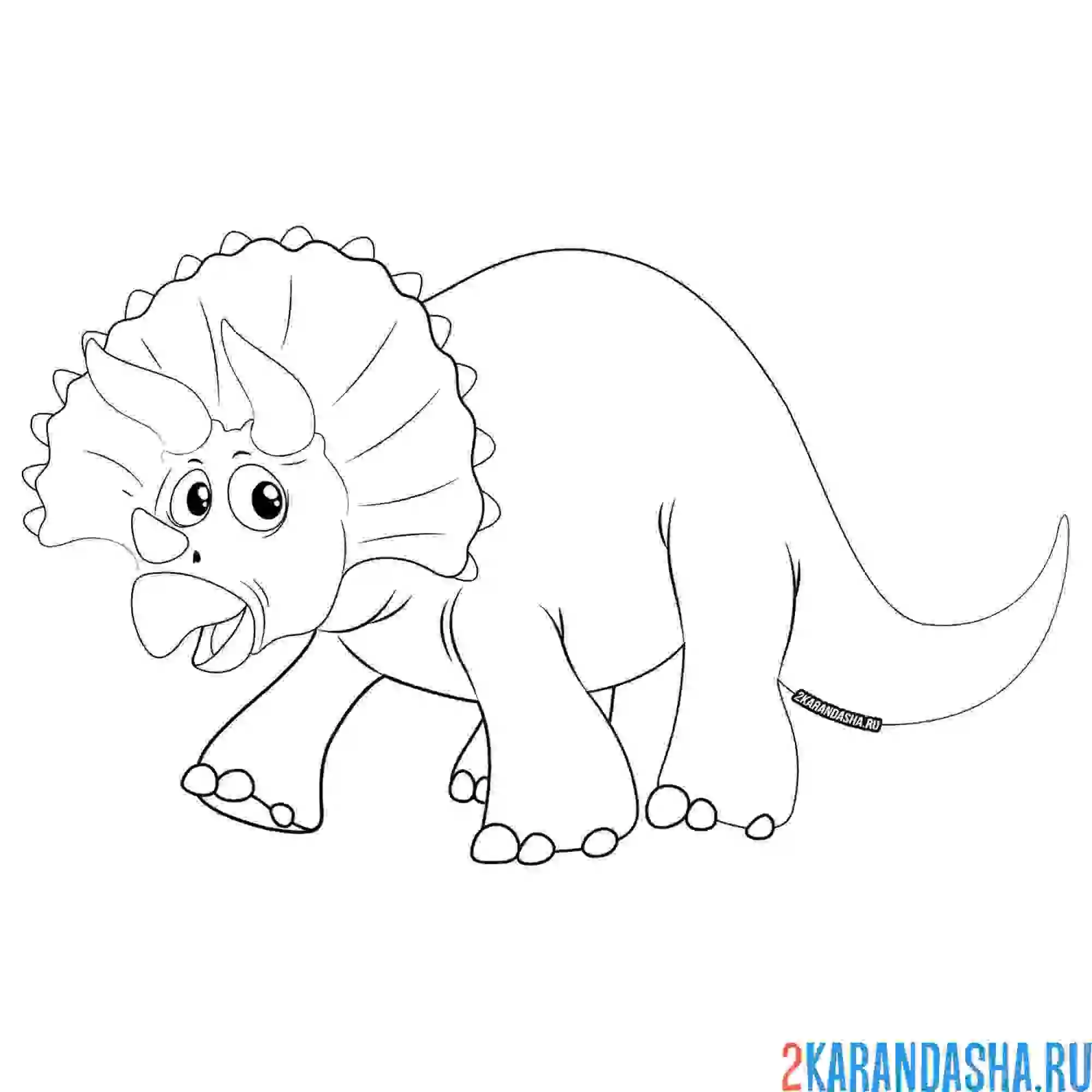 Раскраска осмотрительный динозавр трицератопс