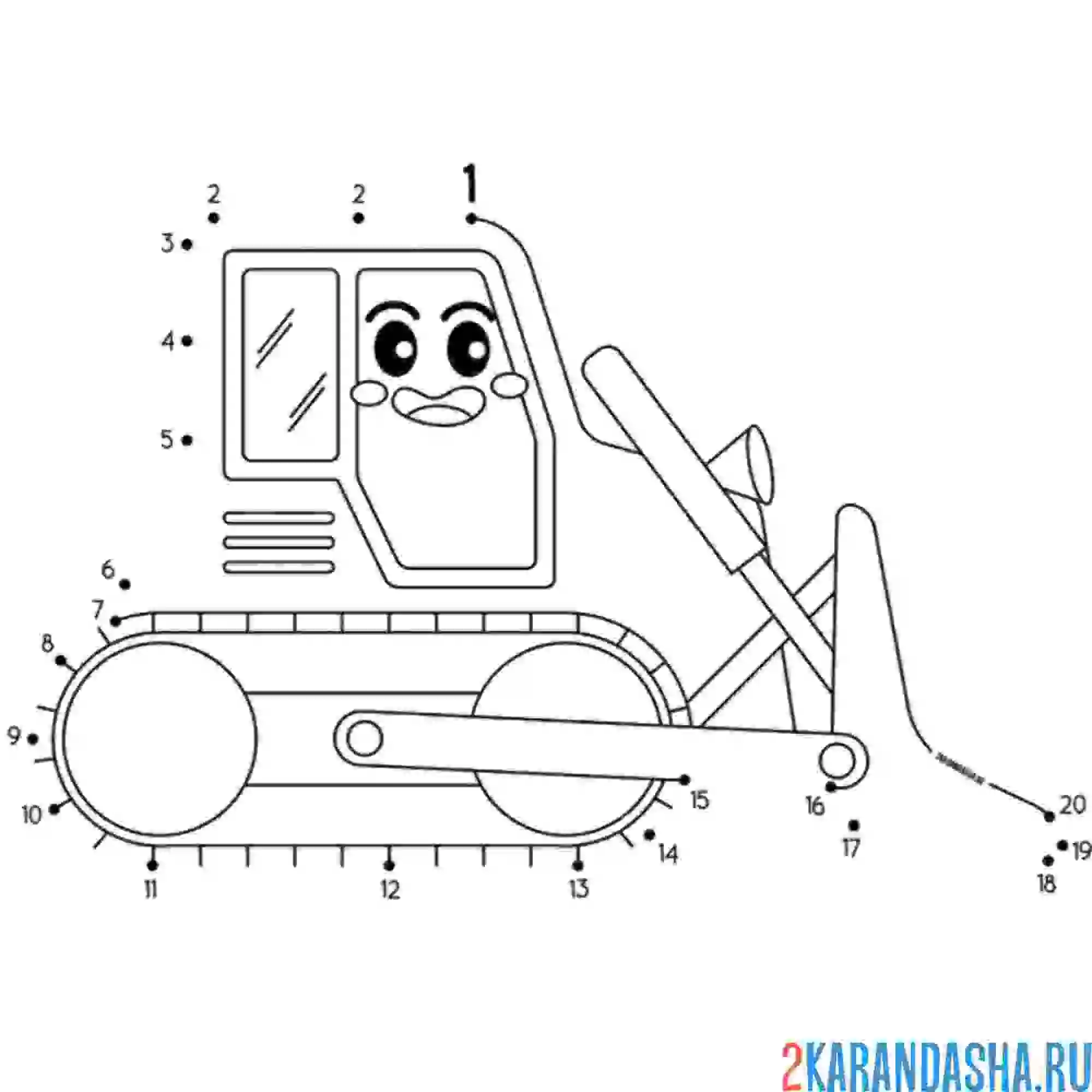 Раскраска маленький бульдозер для мальчика