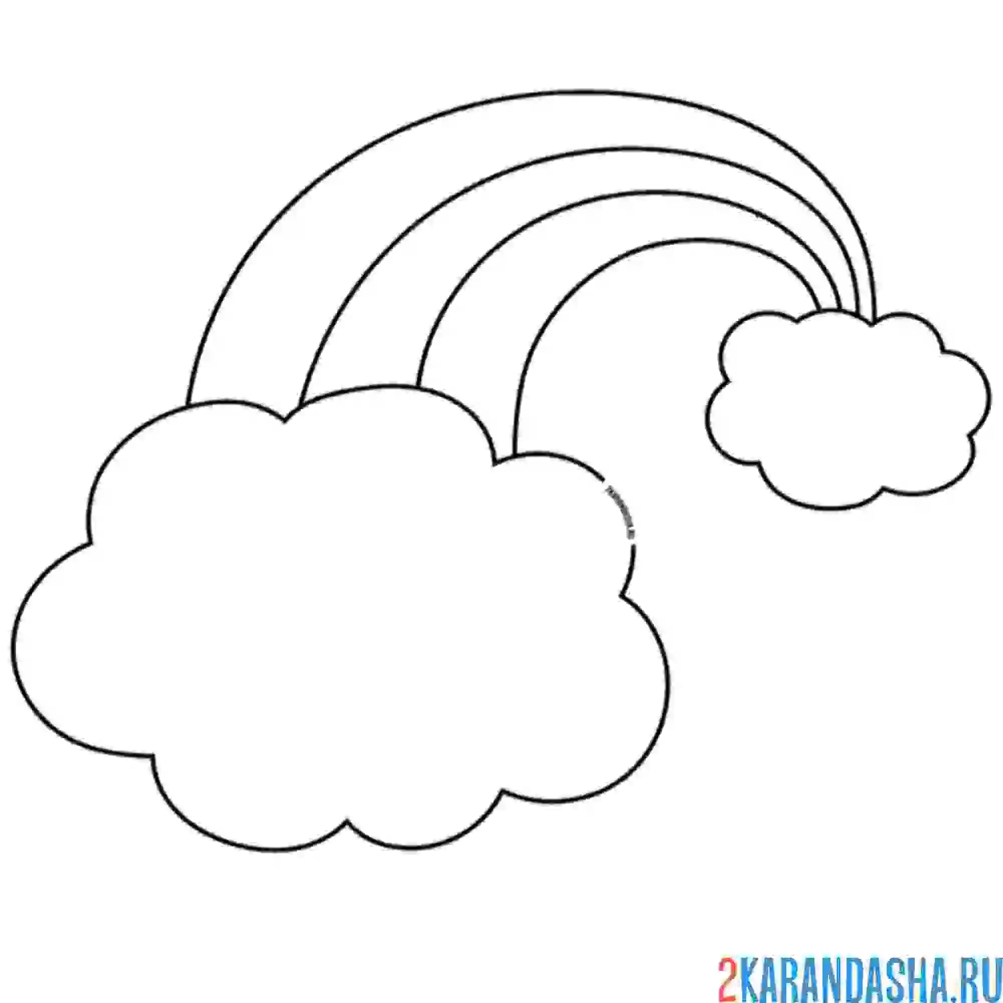 Раскраска радуга и тучка