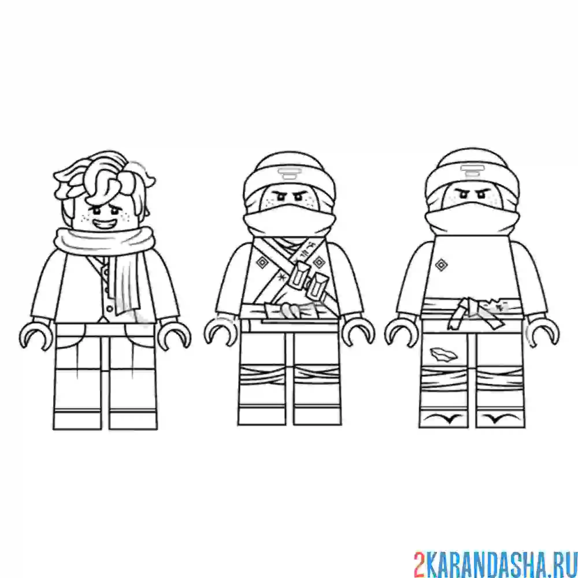 Раскраска синий ниндзяго джей в разных обличиях