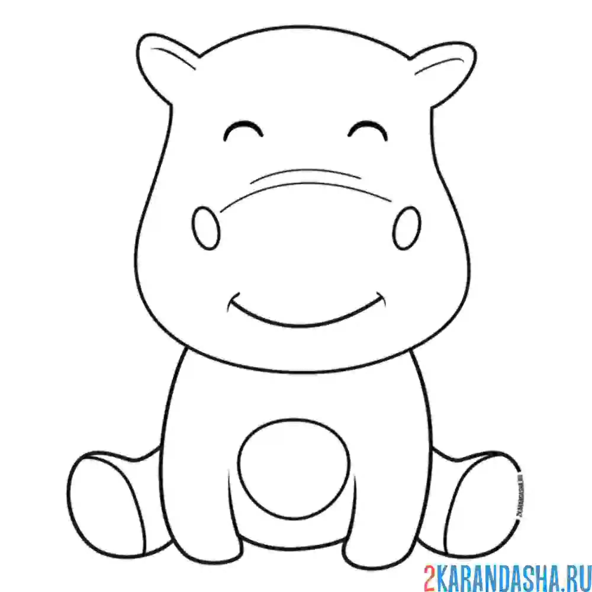 Раскраска милашка бегемотик
