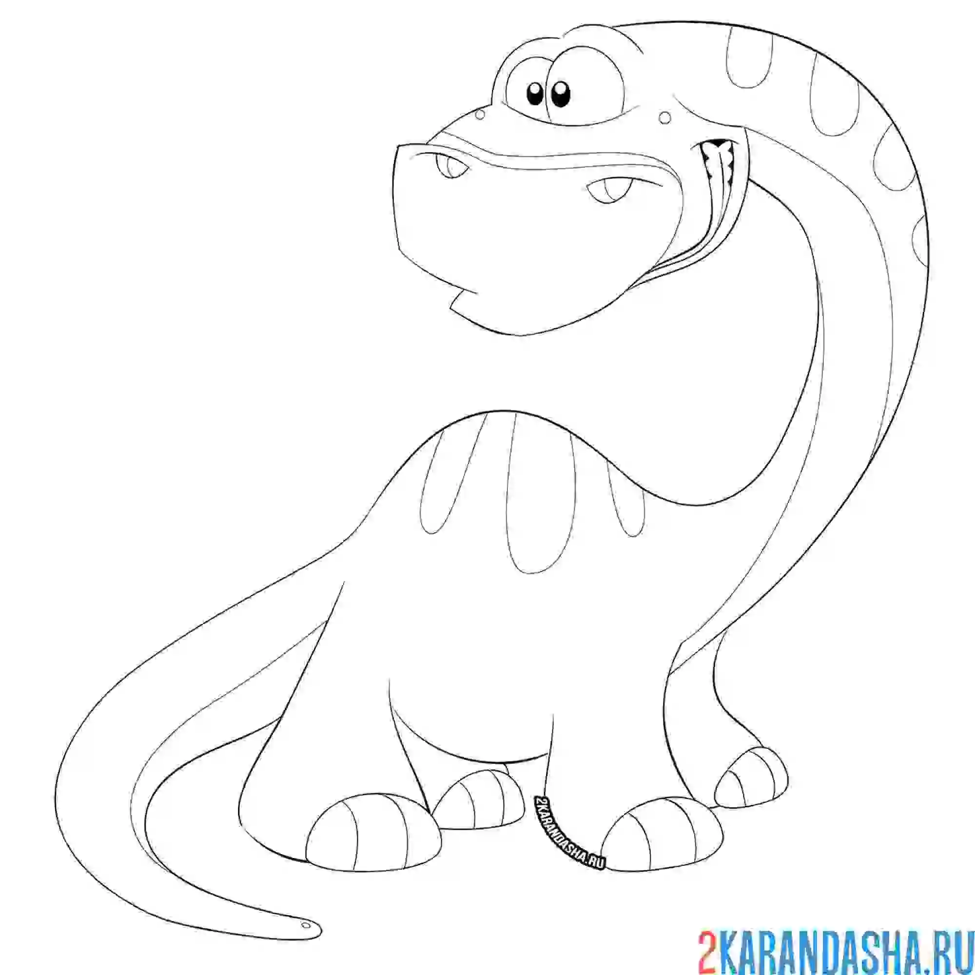 Раскраска мультяшный динозавр