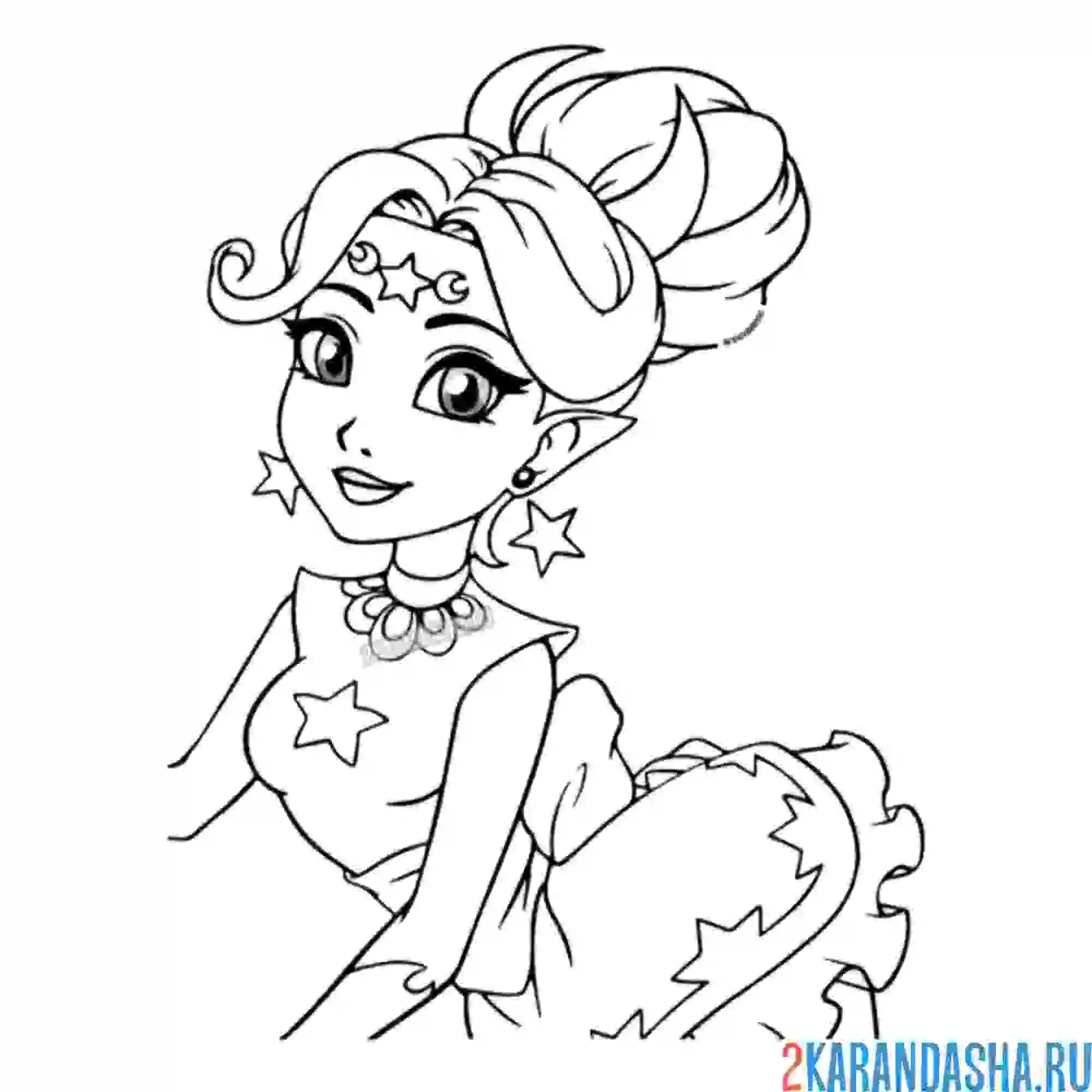 Раскраска красивая принцесса луны
