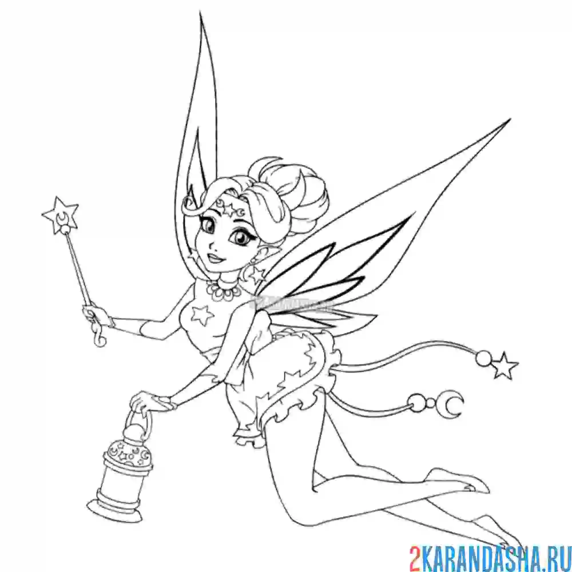Раскраска красивая принцесса фея