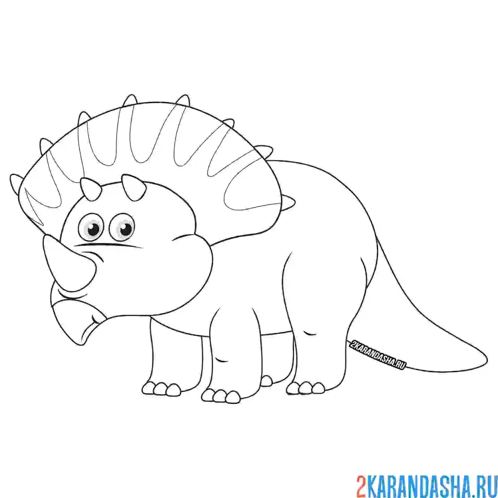 Раскраска динозавр трицератопс куда-то смотрит