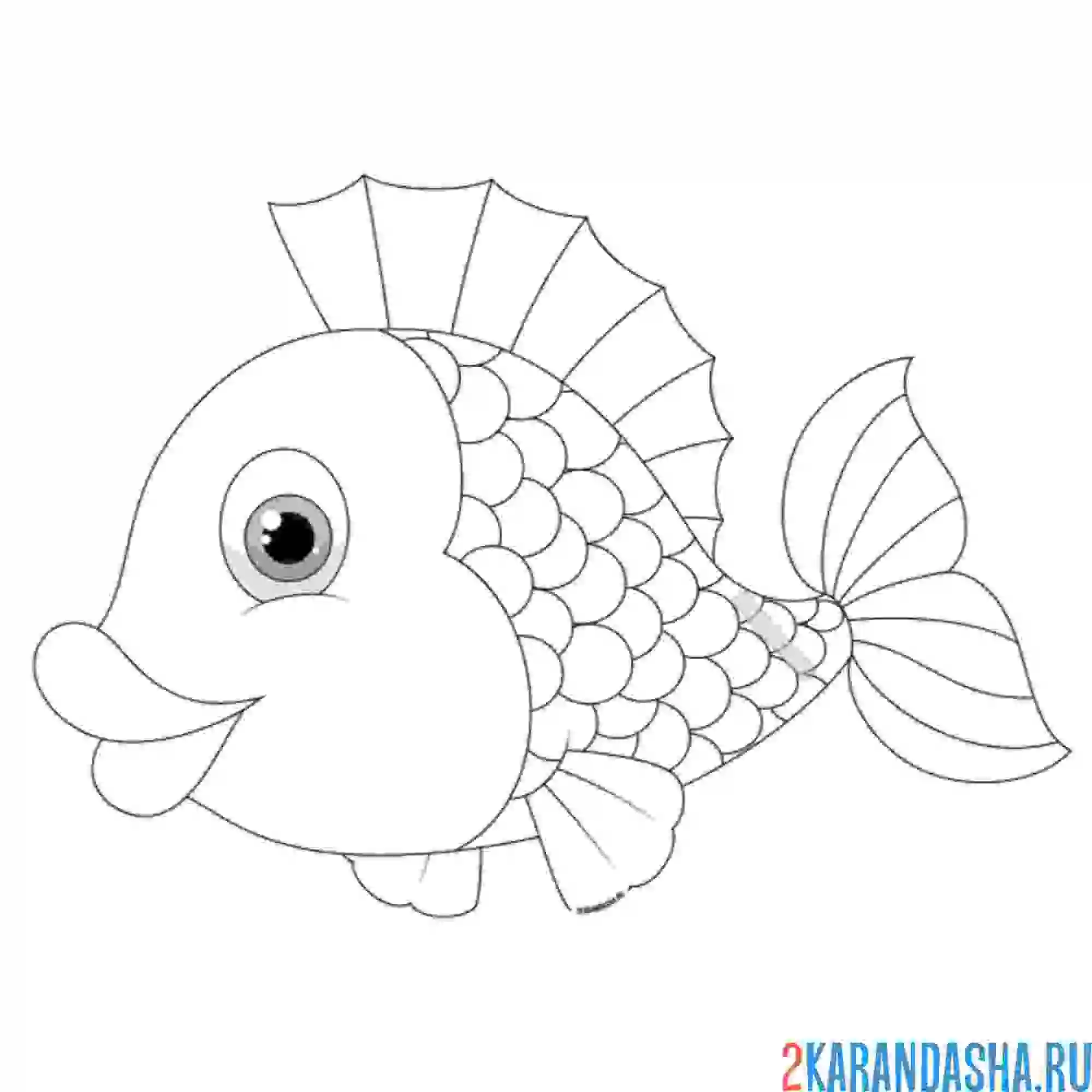 Раскраска золотая маленькая рыбка