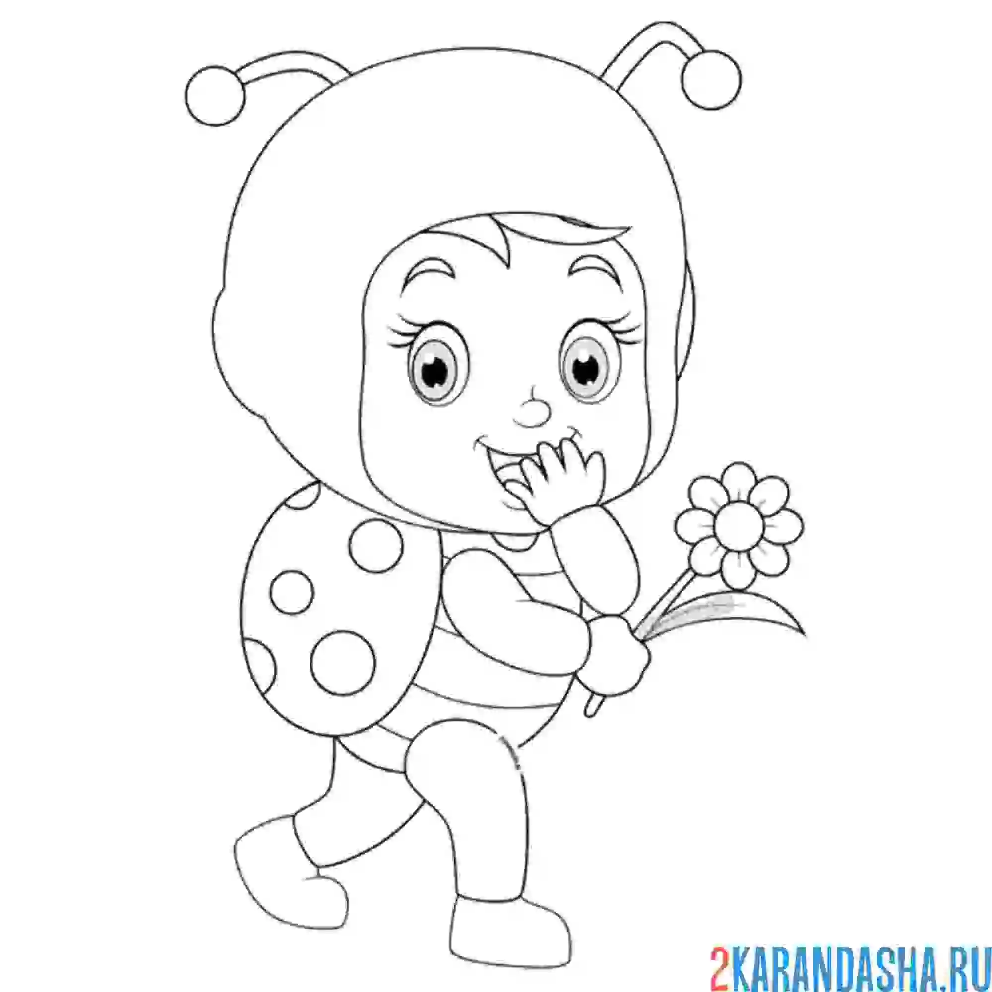 Раскраска малыш божья коровка