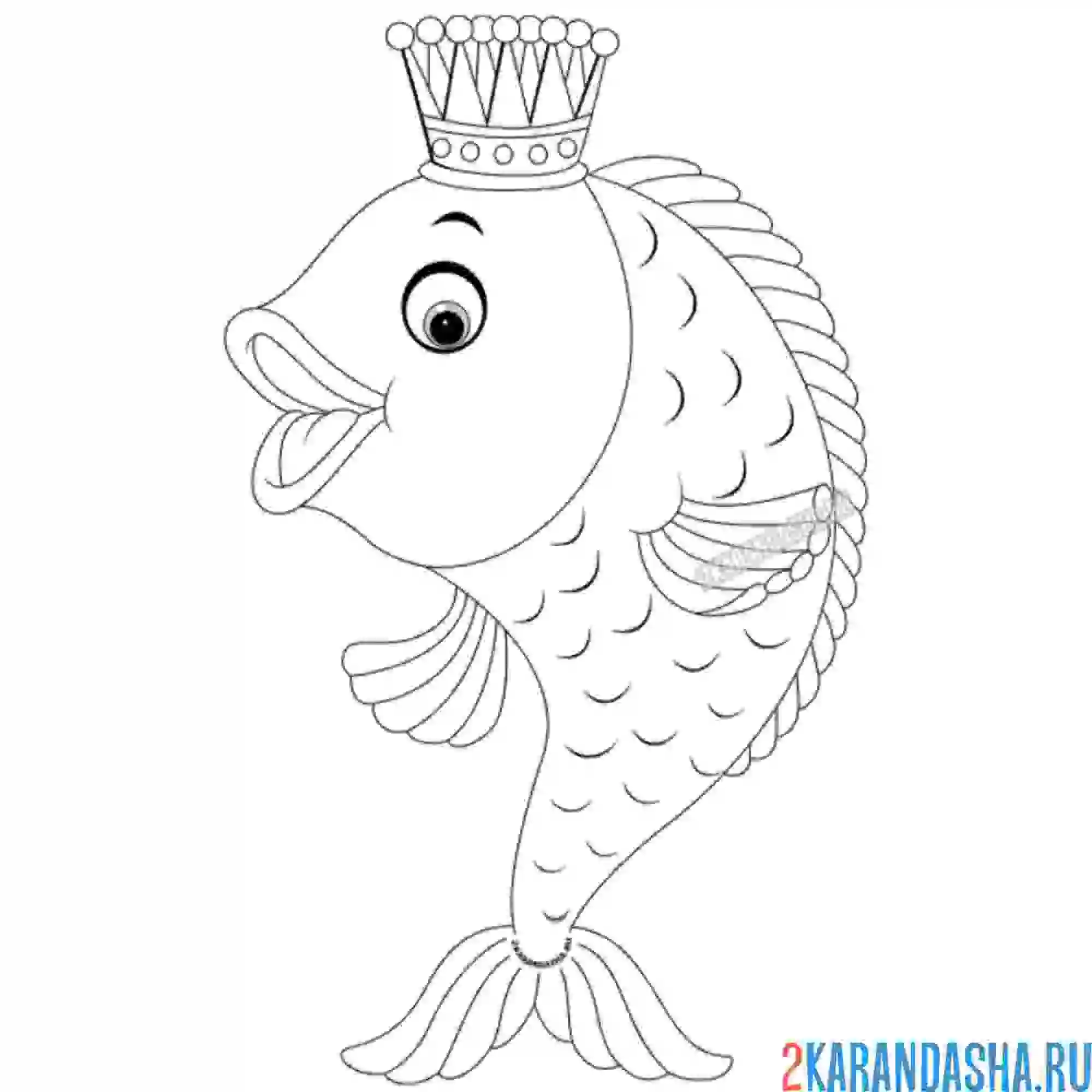 Раскраска золотая рыбка из сказки