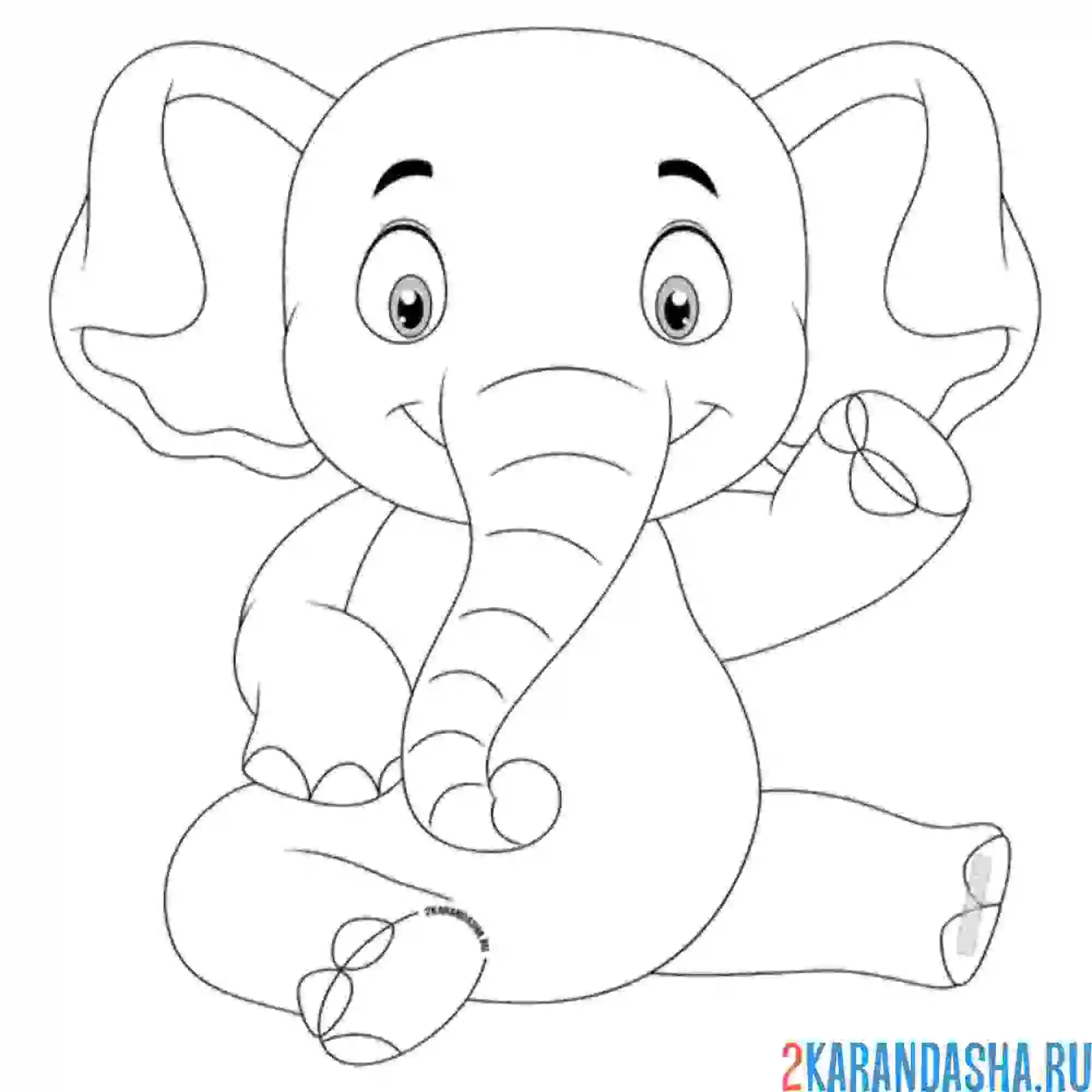 Раскраска ушастый слоник