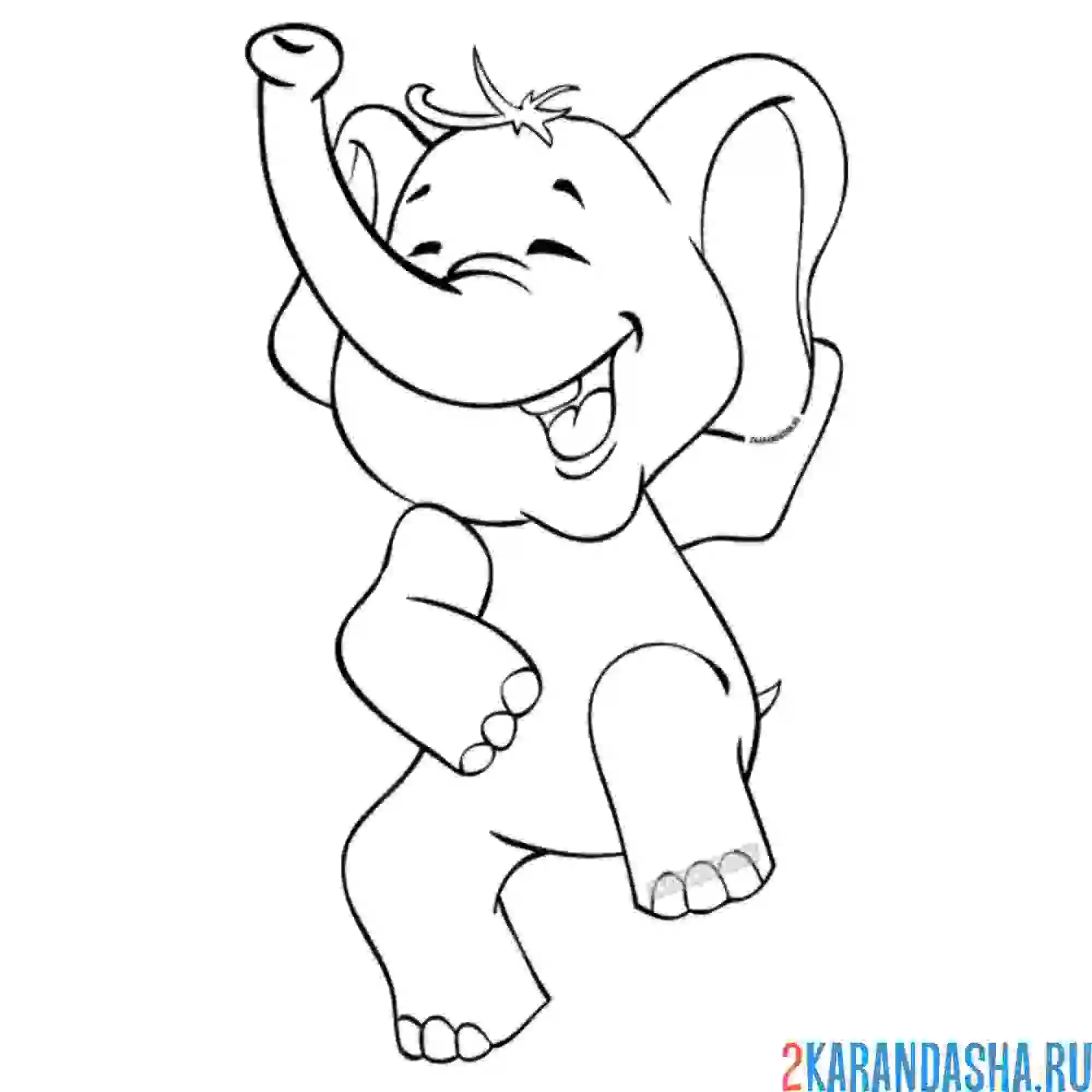 Раскраска мальчик слон прыгает