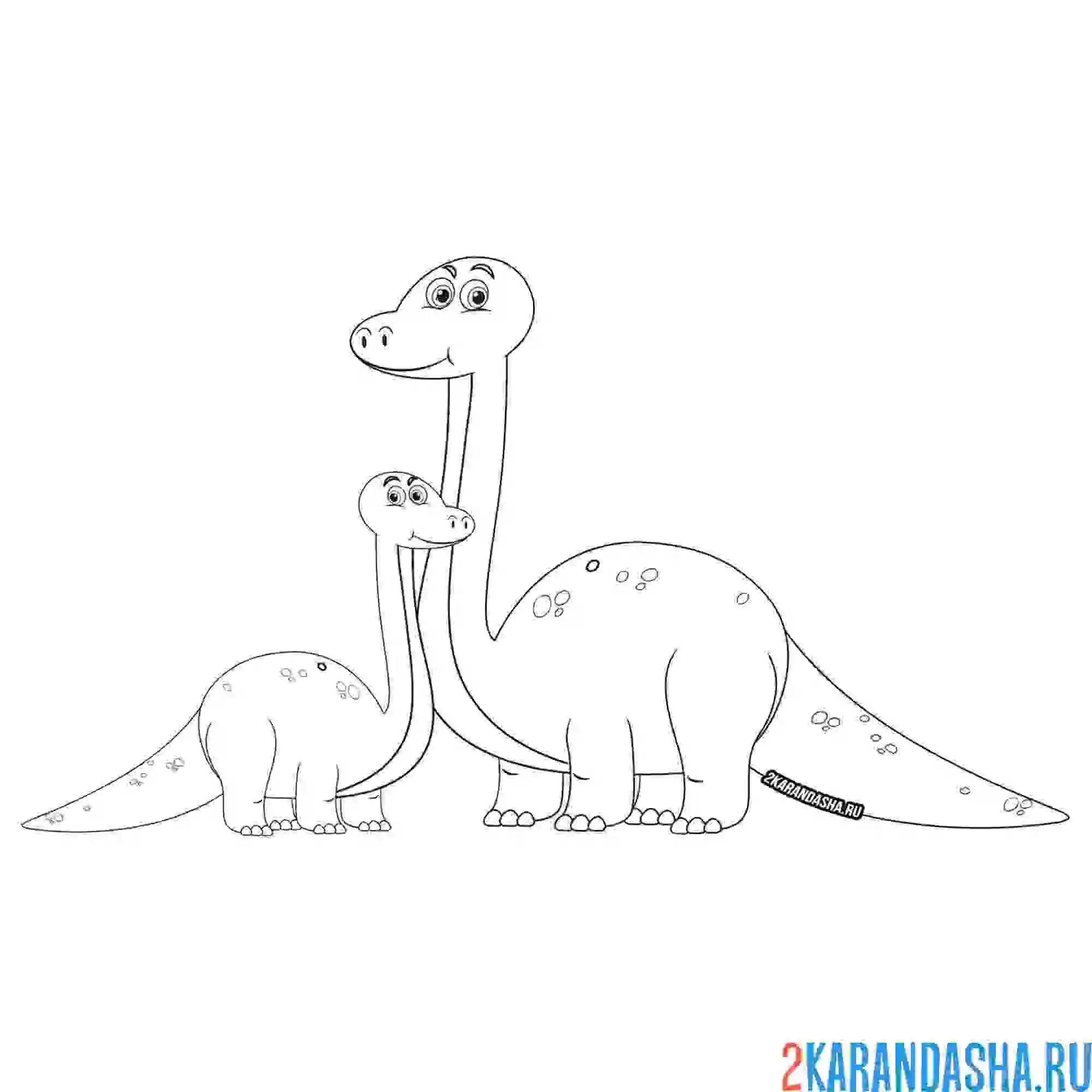 Раскраска мама динозавр с малышом