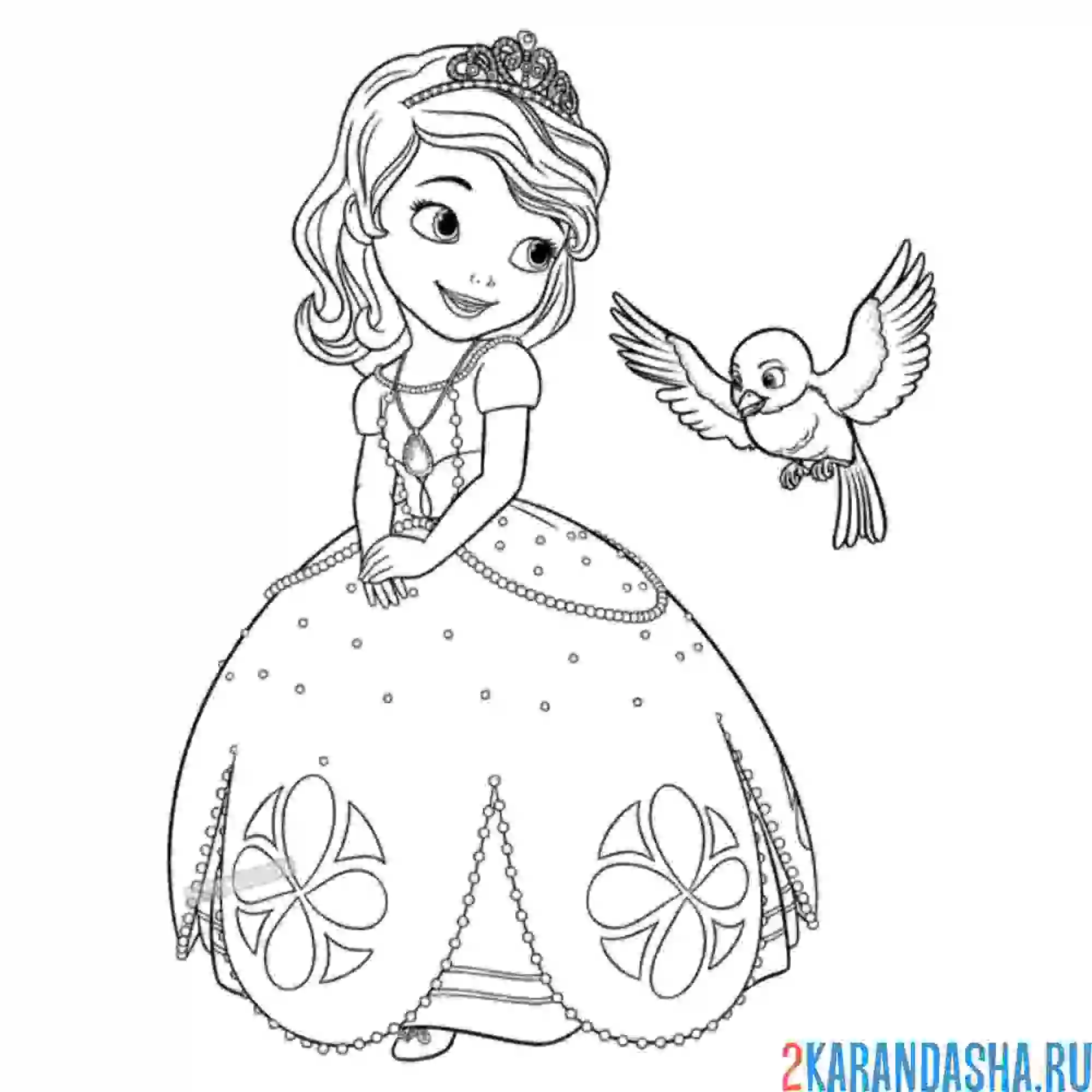 Раскраска смотрит на птичку мию