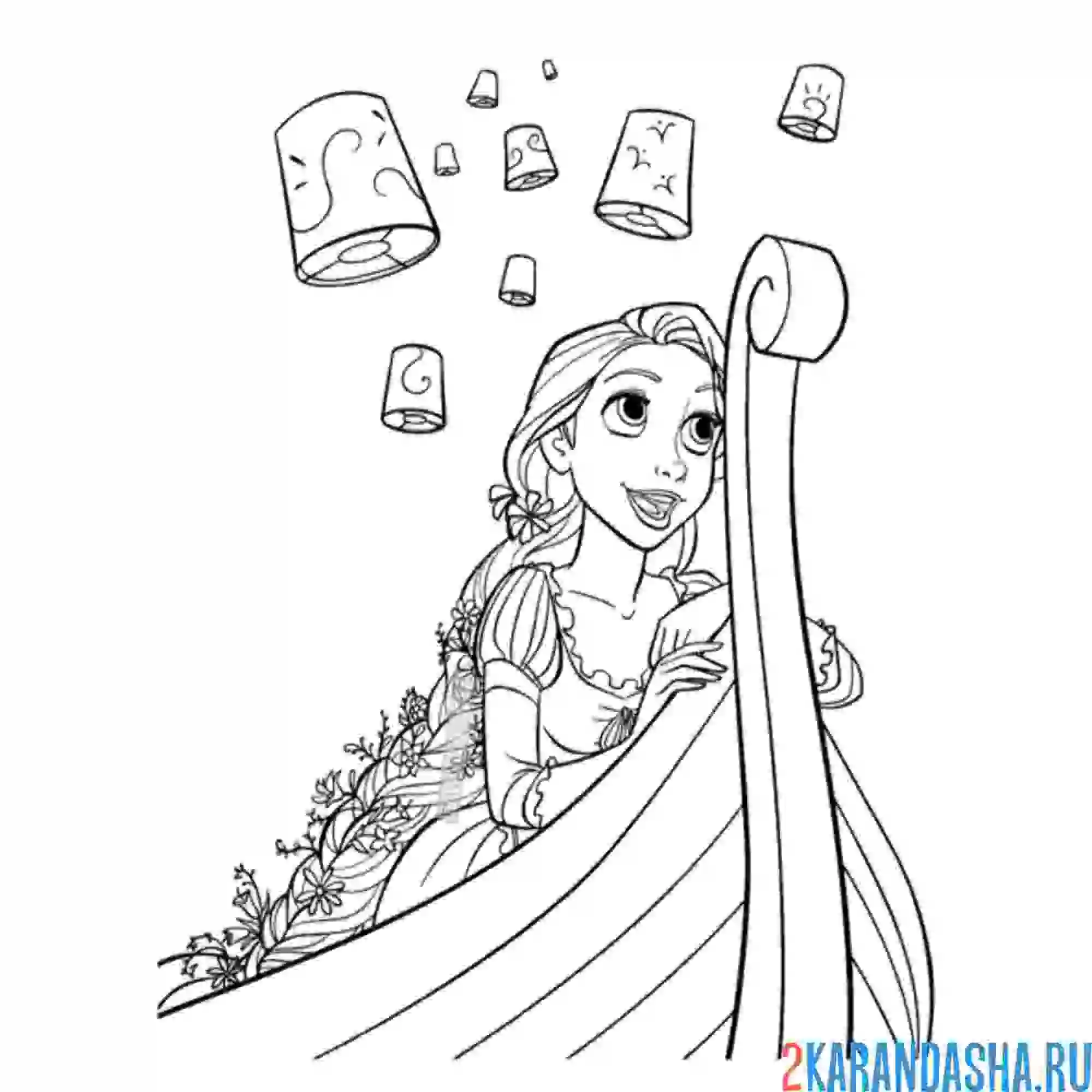 Раскраска на лодке с волшебными фонариками