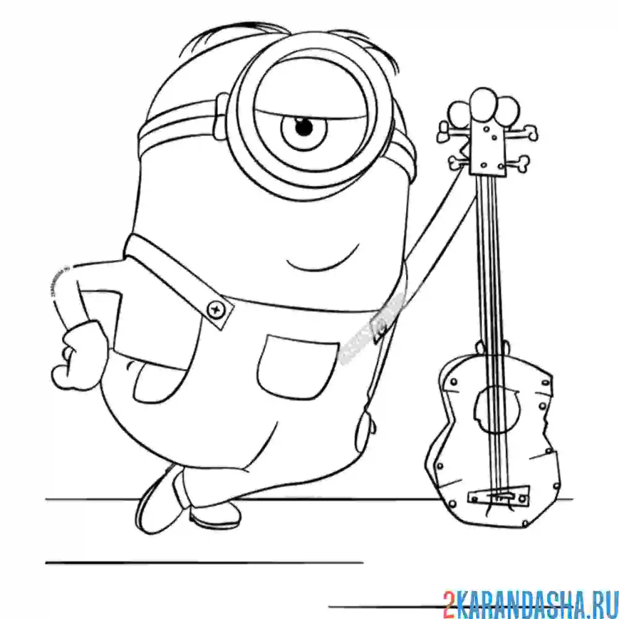 Раскраска стюарт с гитарой