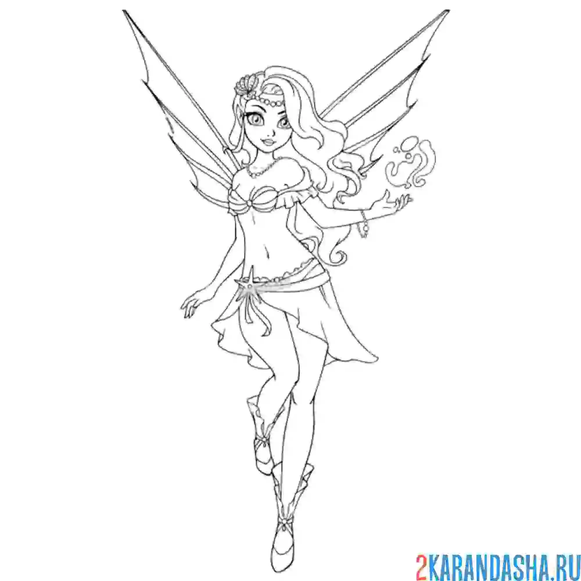 Раскраска красивая воительница фея