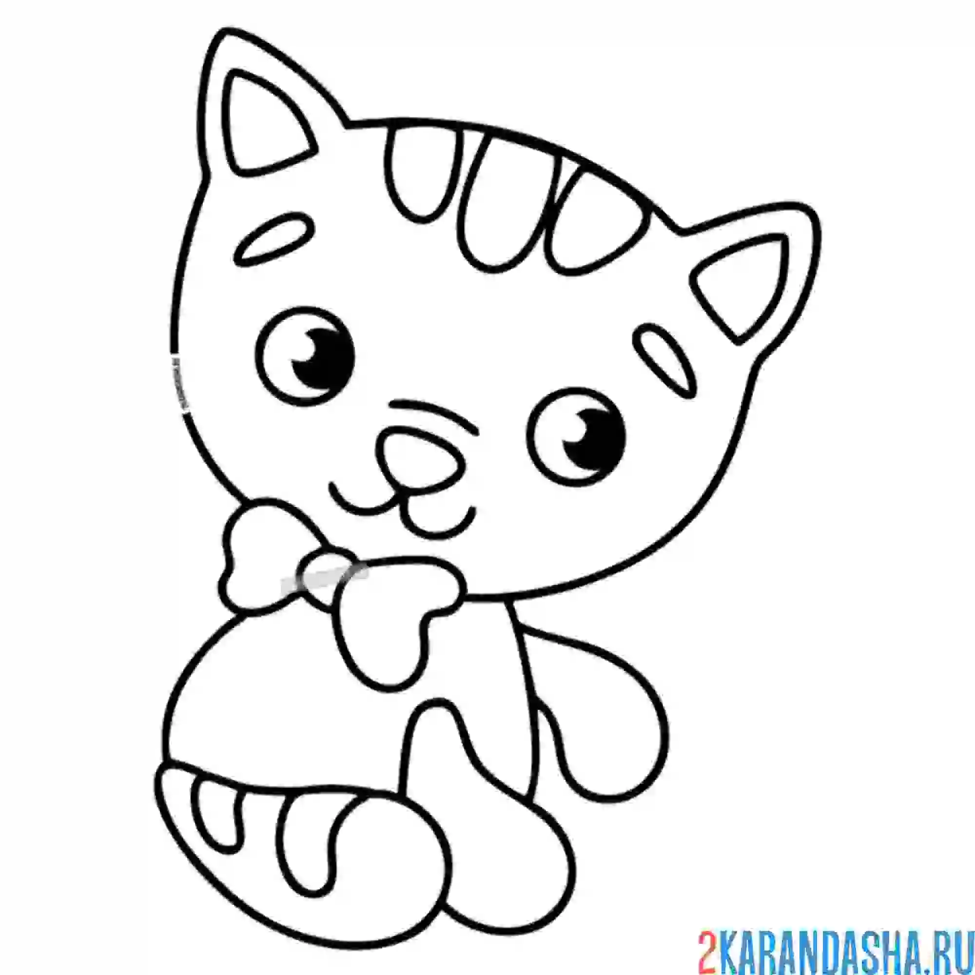 Раскраска котенок с бантиком