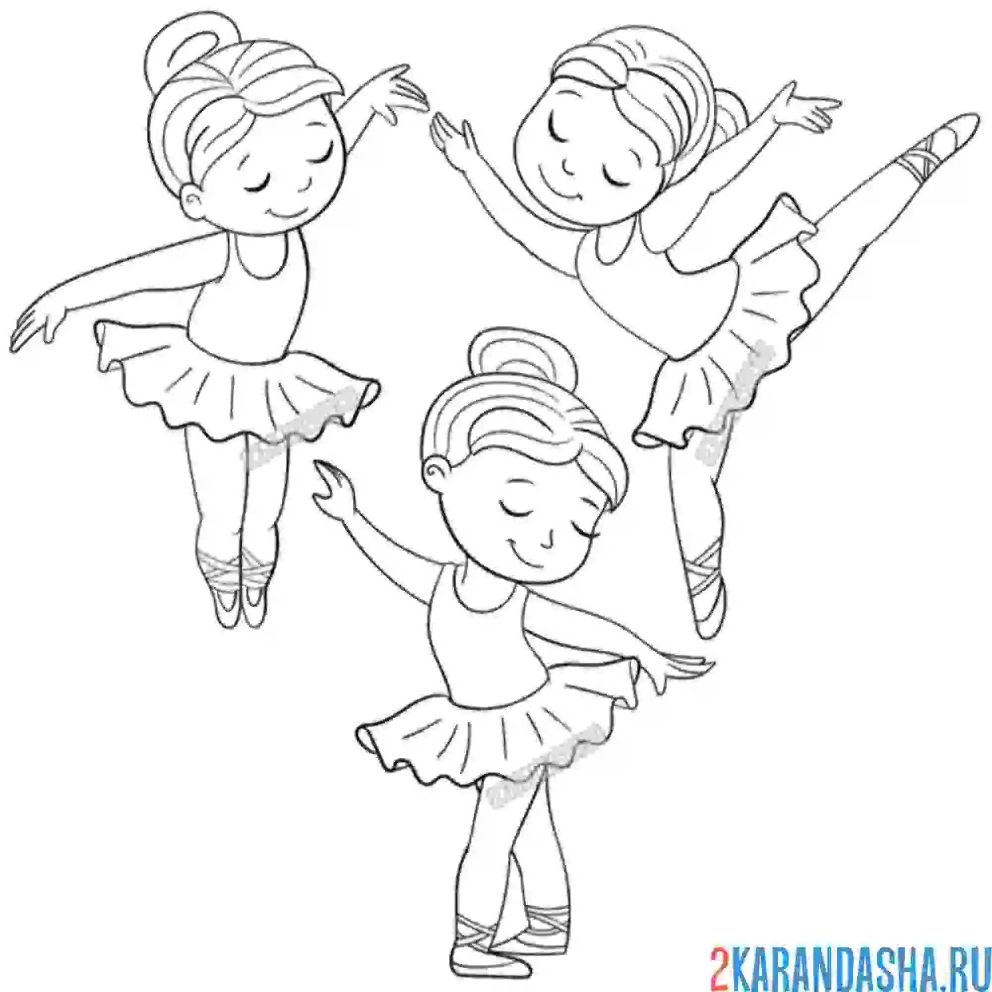 Раскраска балерины - три звезды балета
