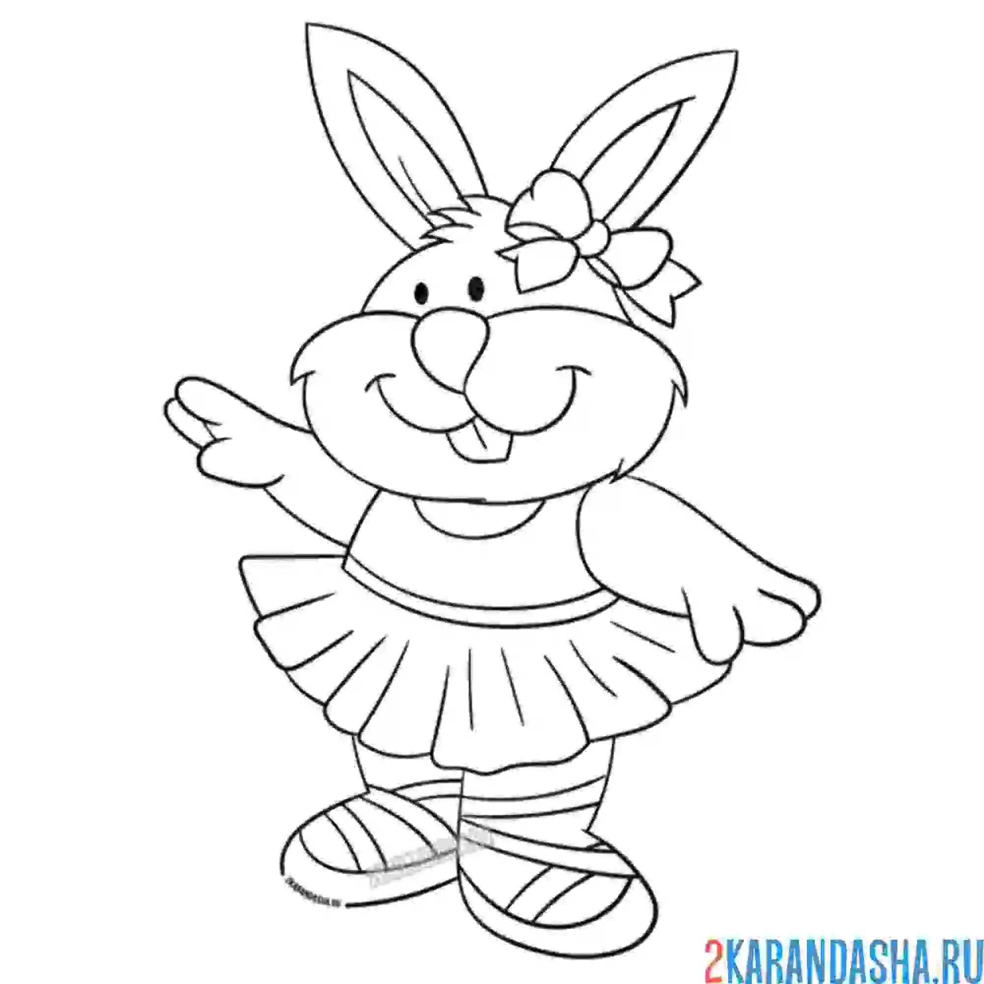 Раскраска балерина зайчишка