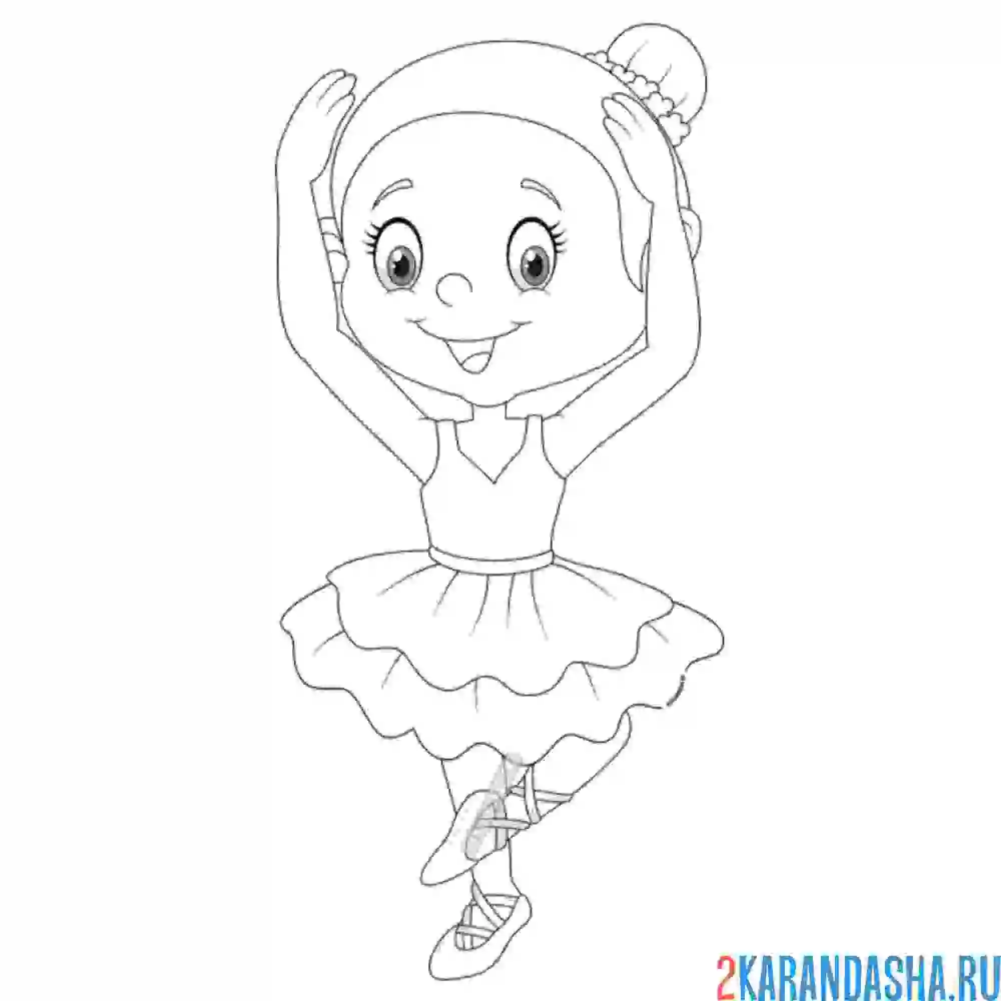 Раскраска балерина изучает основы балета