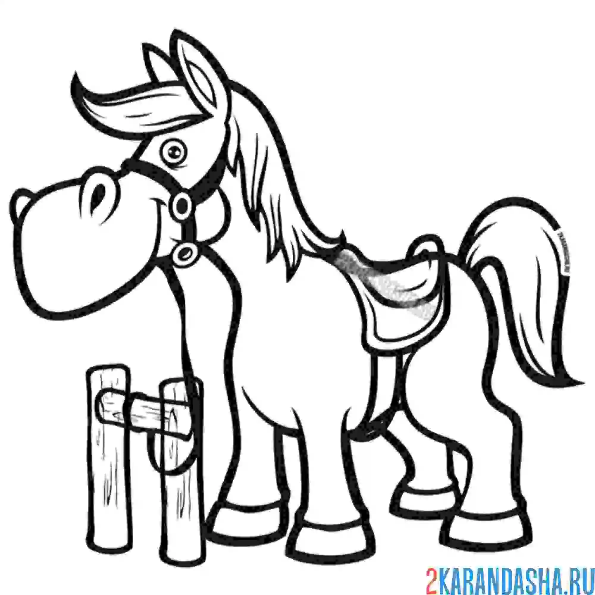 Раскраска конь с уздечкой